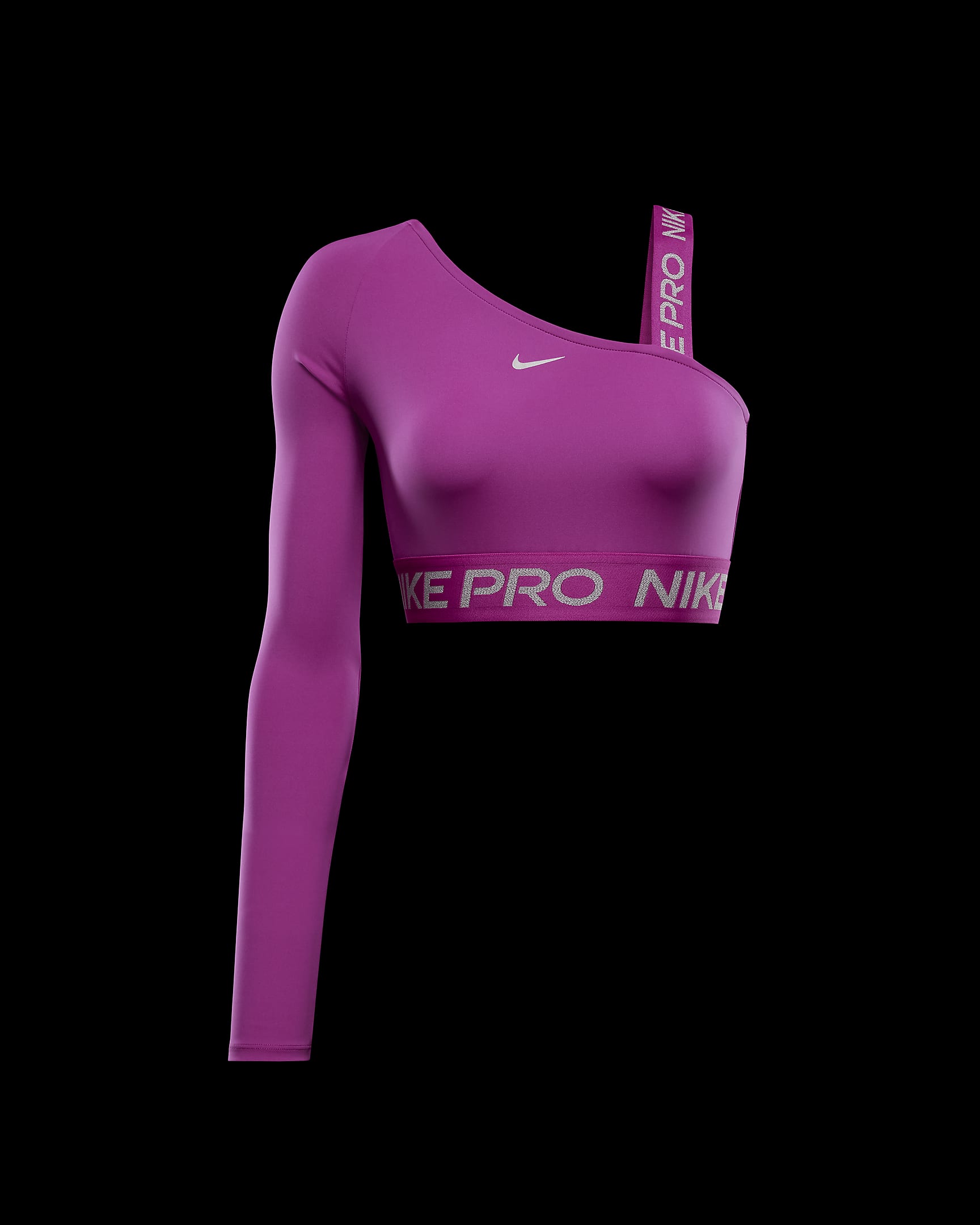 Nike Pro Shine Women's Dri-FIT Asymmetrical Cropped Top - Hot Fuchsia