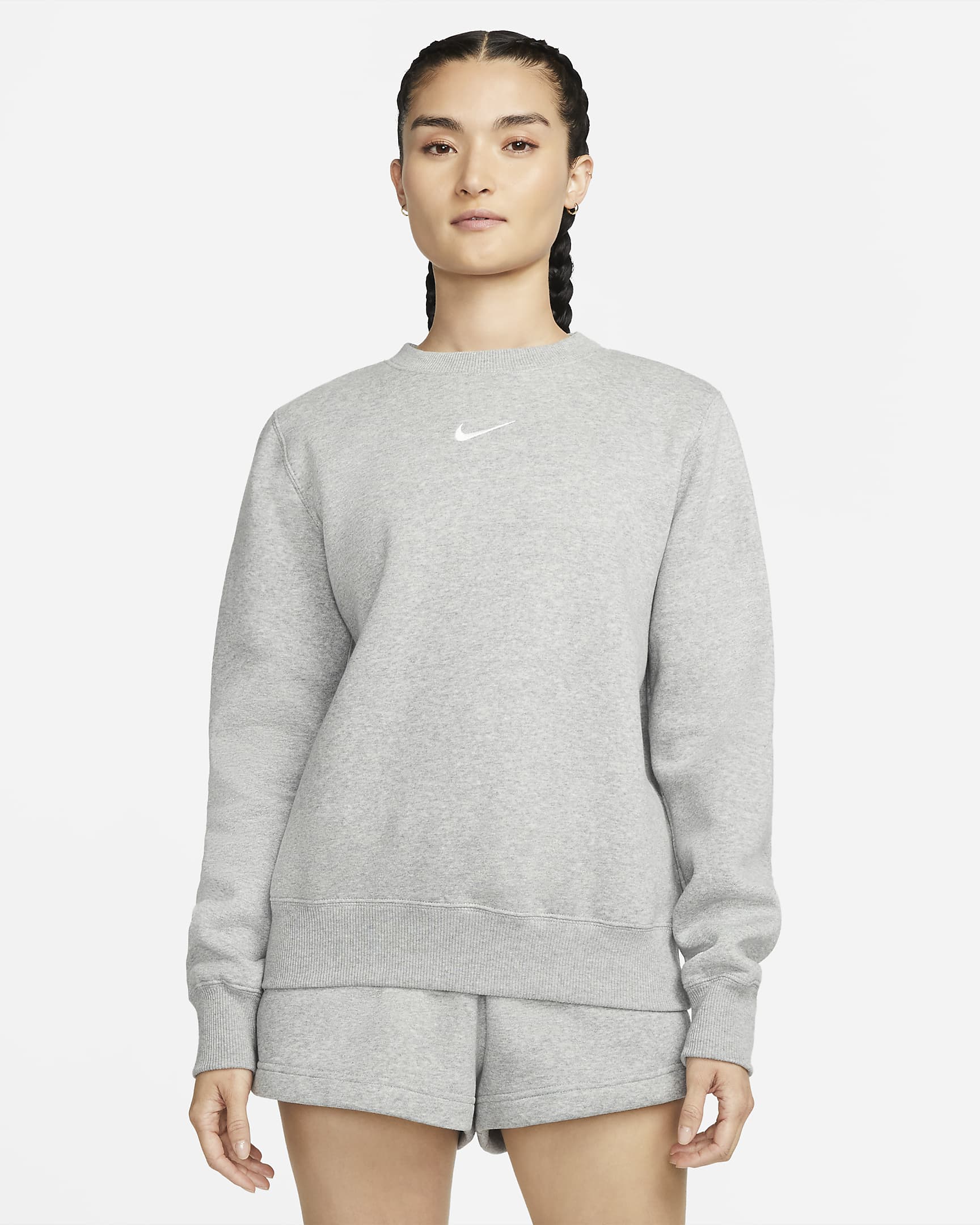 Nike Sportswear Phoenix Fleece Women's Crew-Neck Sweatshirt - Dark Grey Heather/Sail