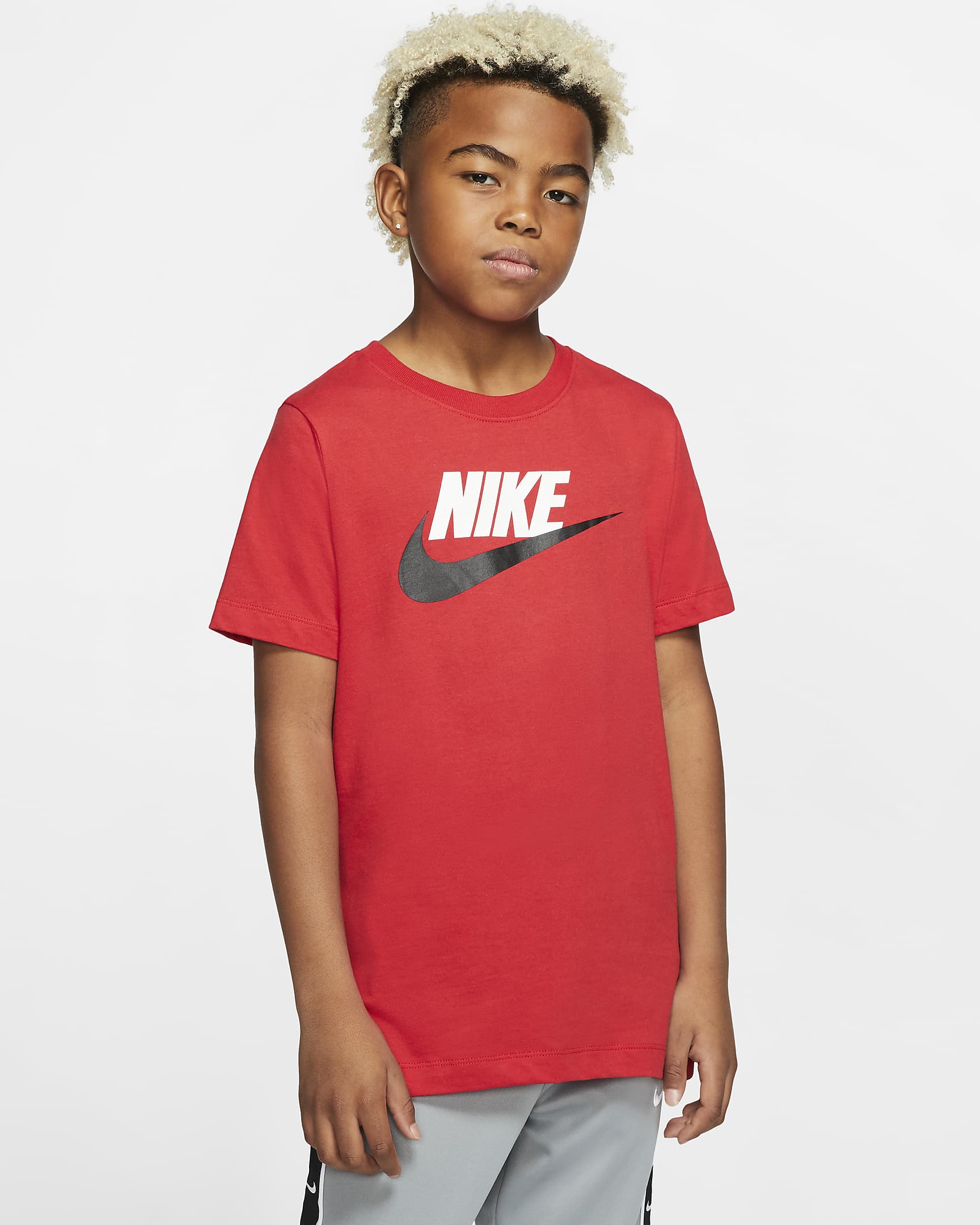 Nike Sportswear Older Kids' Cotton T-Shirt - University Red/White/Black