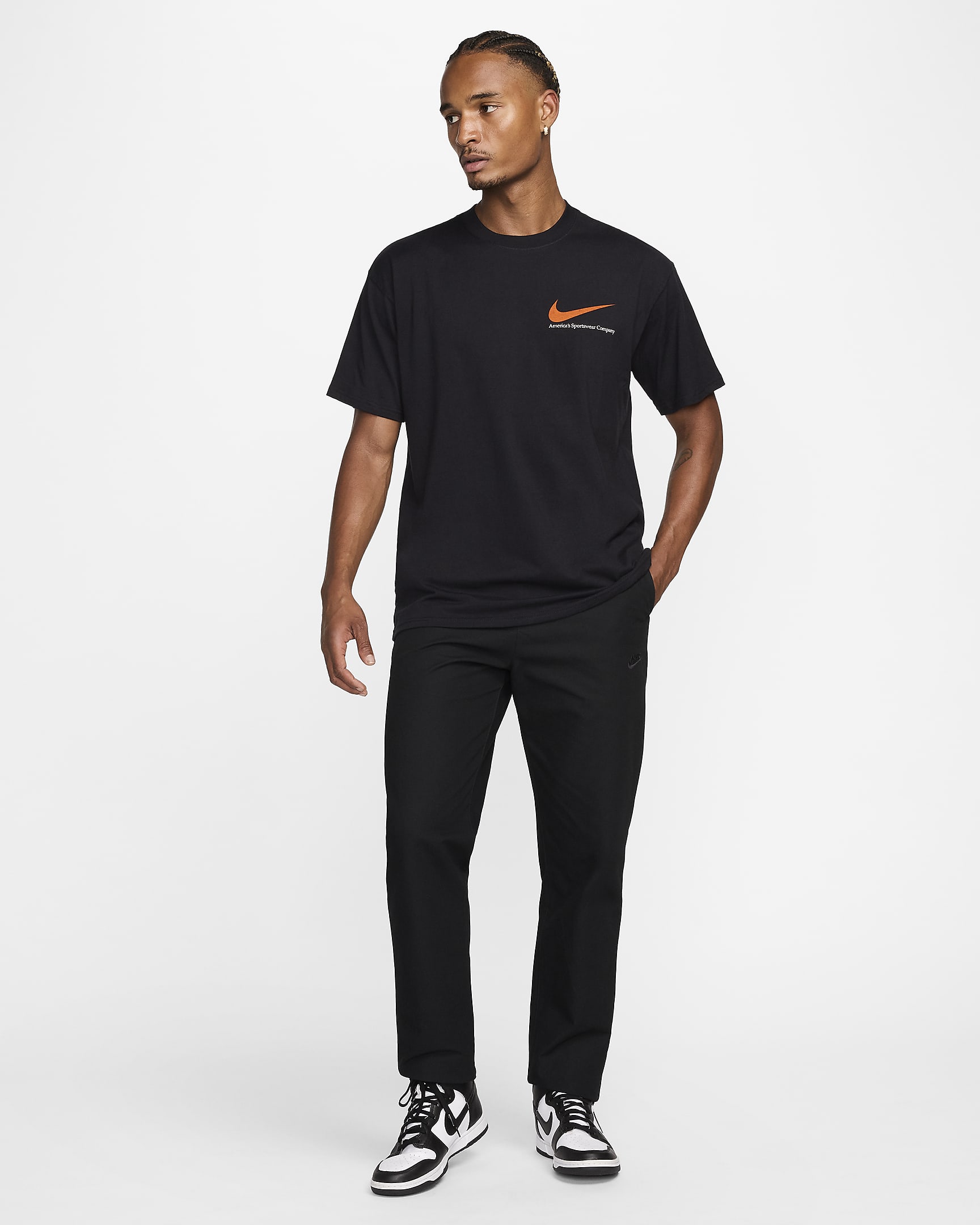 Nike Sportswear Men's Max90 T-Shirt - Black/Safety Orange