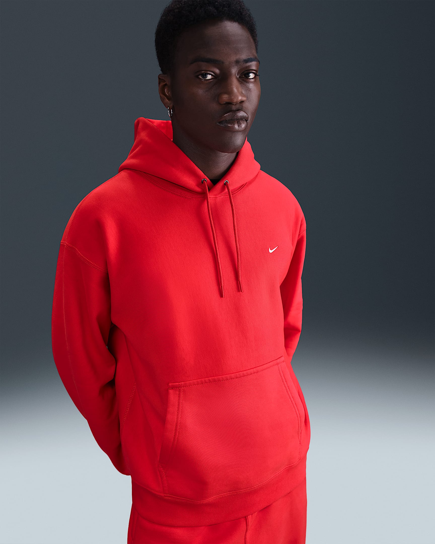 Nike Solo Swoosh Men's Pullover Hoodie - Light Crimson/Light Crimson/White