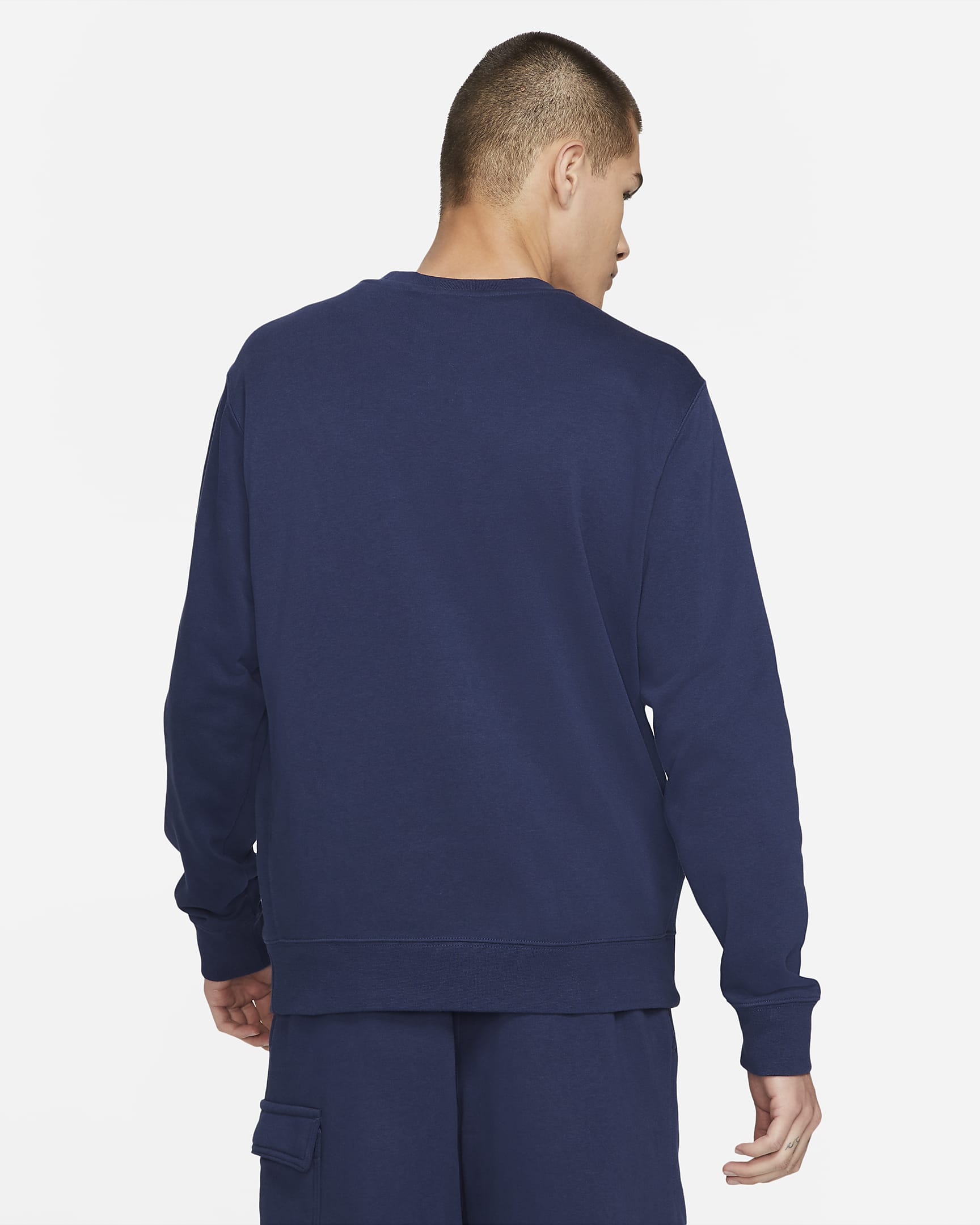 Nike Sportswear Club Men's French Terry Crew - Midnight Navy/White