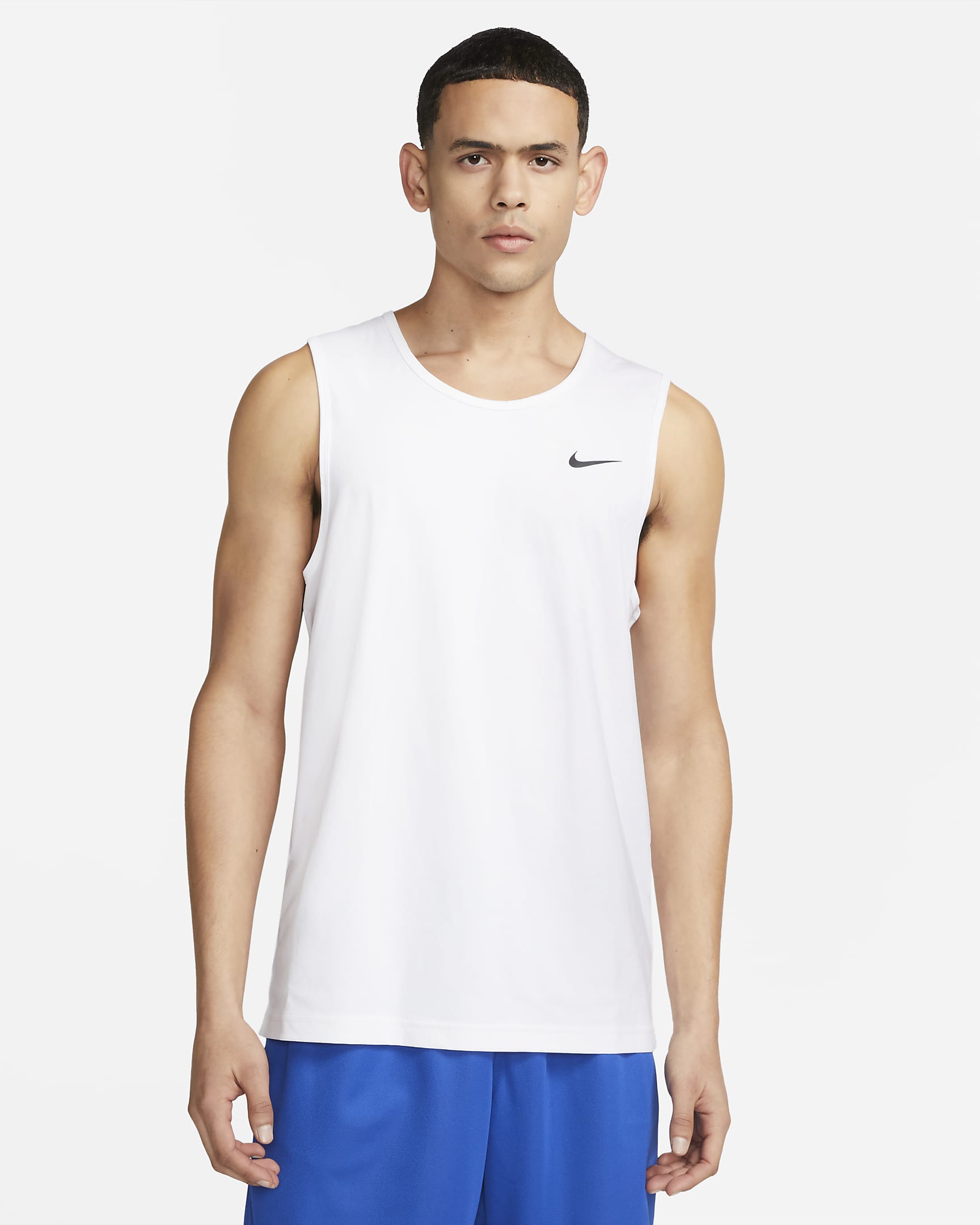 Nike Dri-FIT Hyverse fitnesstanktop zonder mouwen voor heren - Wit/Zwart