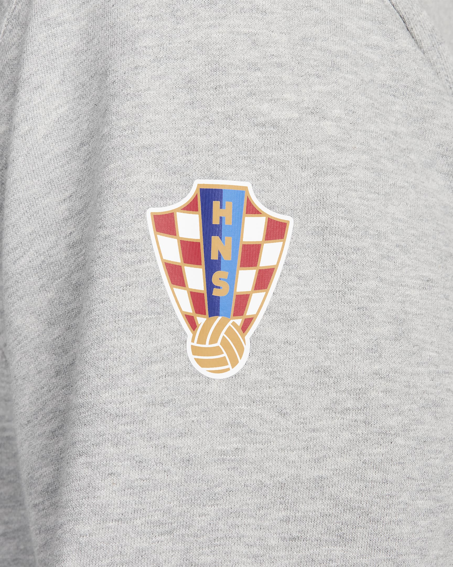 Croatia Club Fleece Men's Football Pullover Hoodie - Dark Grey Heather/University Red