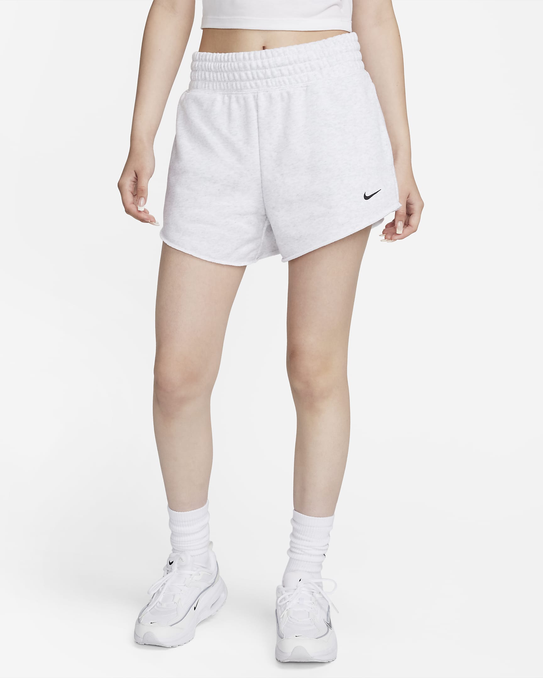 Nike Sportswear Women's High-Waisted French Terry Shorts - Birch Heather/Black