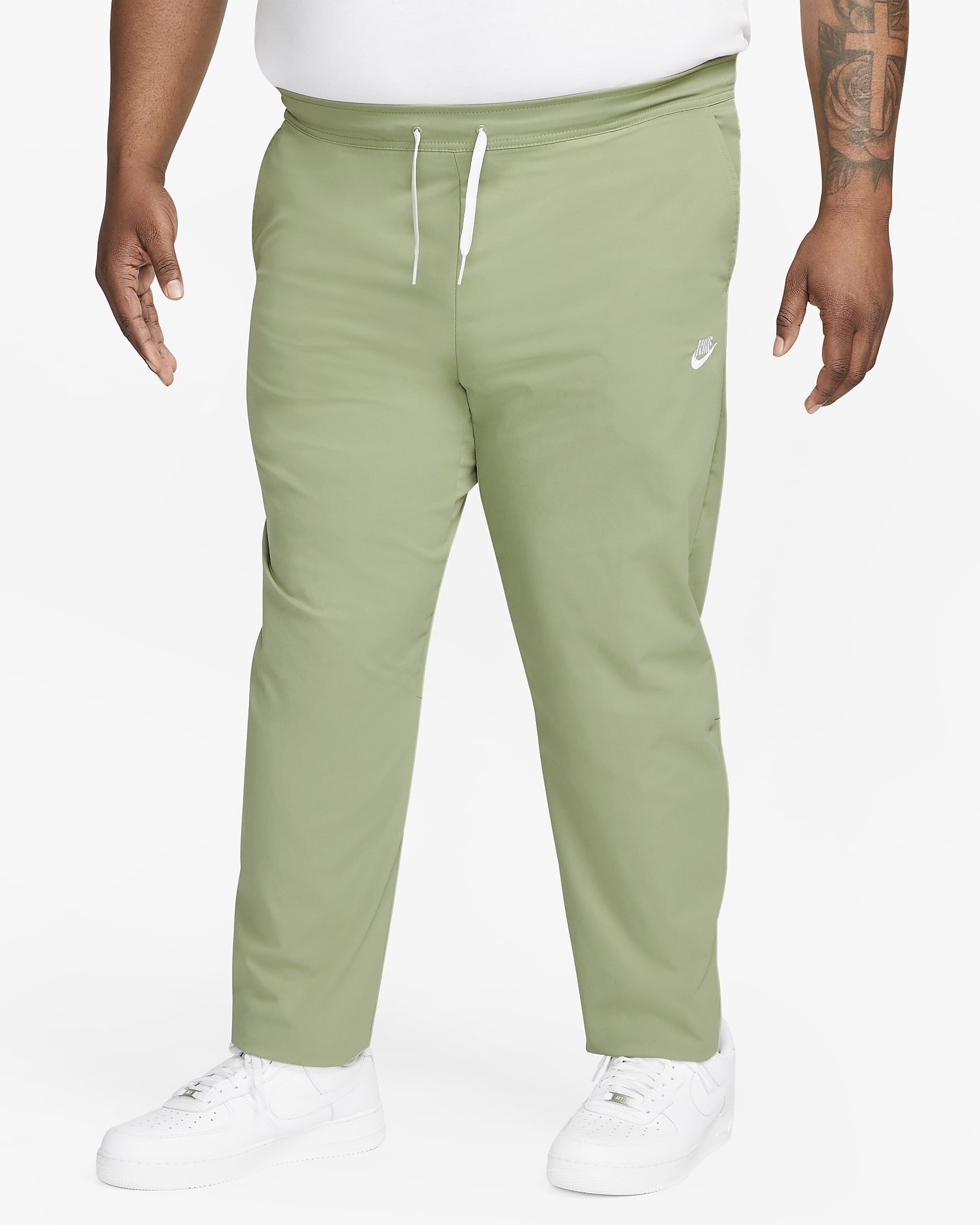 Nike Club Men's Woven Tapered Leg Pants - Oil Green/White