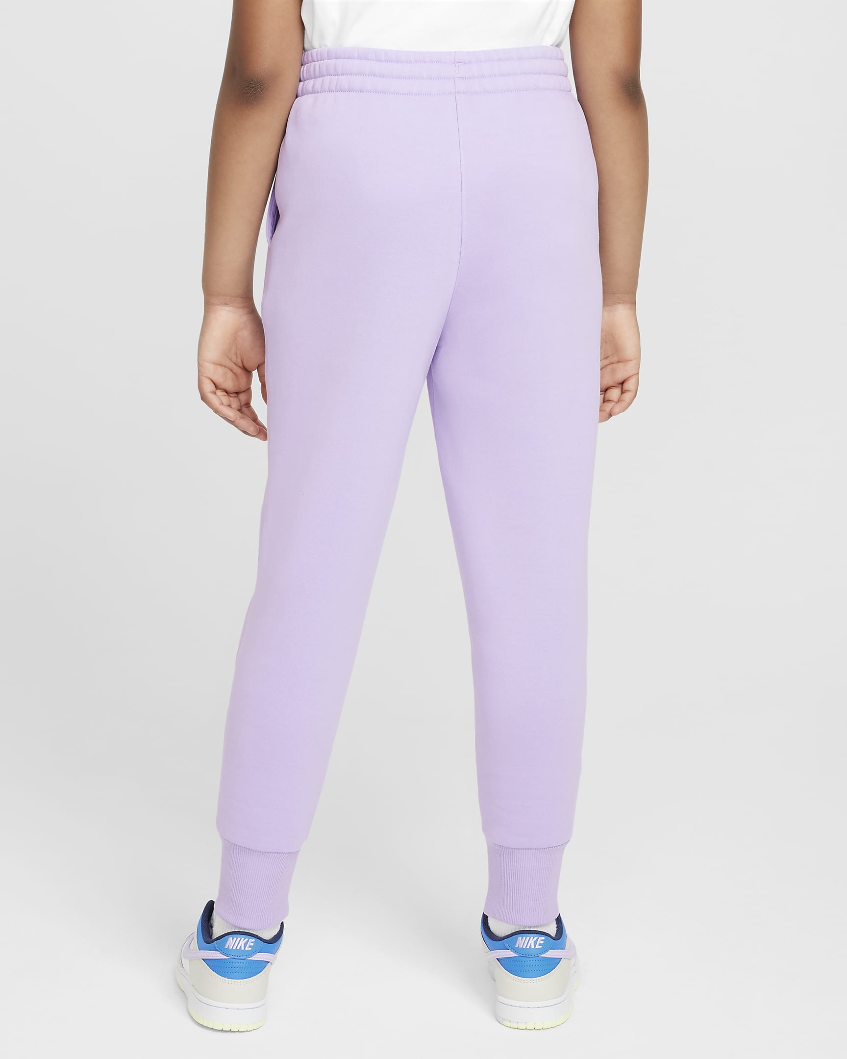 Nike Sportswear Club Fleece Older Kids' (Girls') High-Waisted Fitted Trousers (Extended Size) - Hydrangeas/Hydrangeas/White