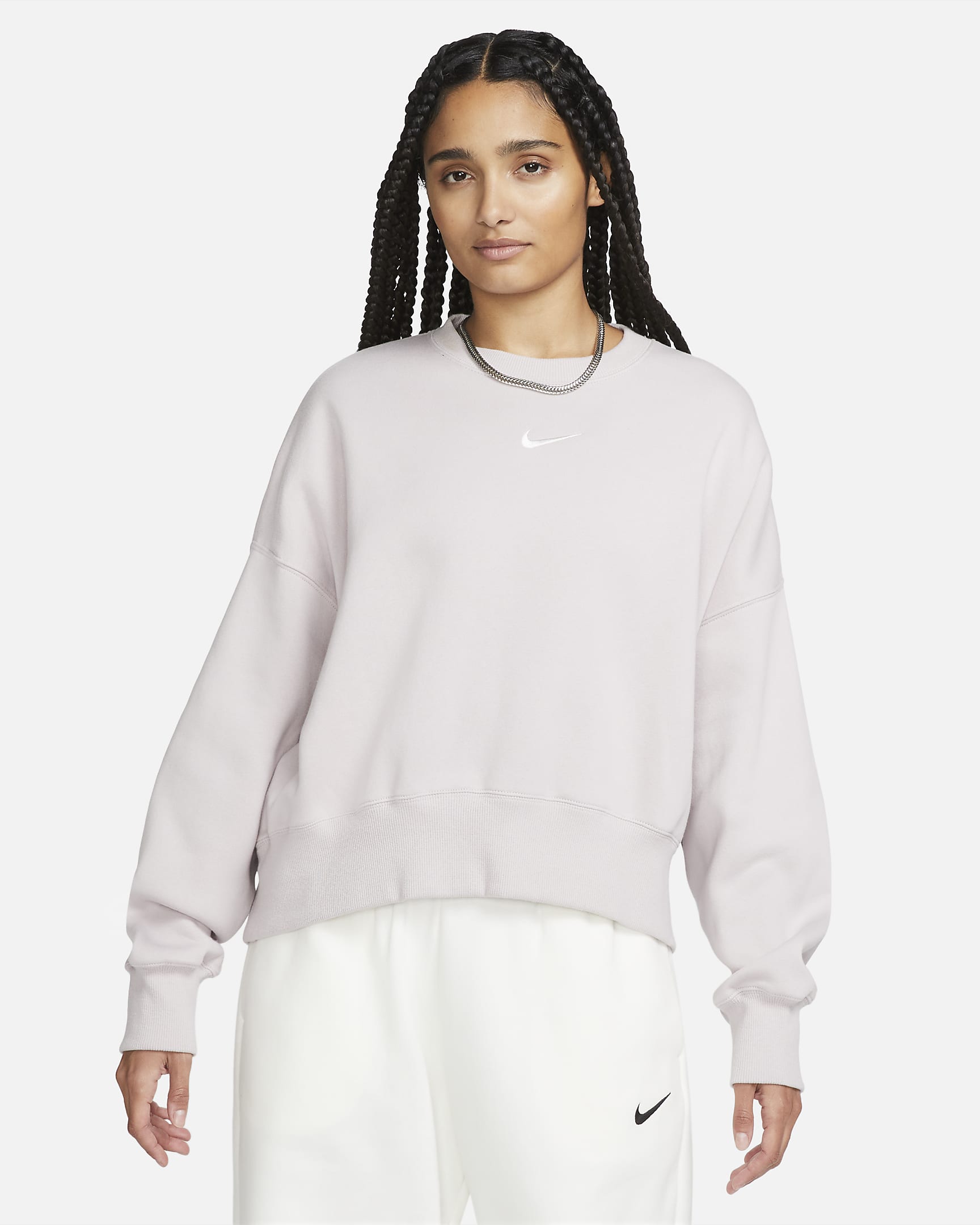 Sweat ultra-oversize à col ras-du-cou Nike Sportswear Phoenix Fleece pour femme - Platinum Violet/Sail