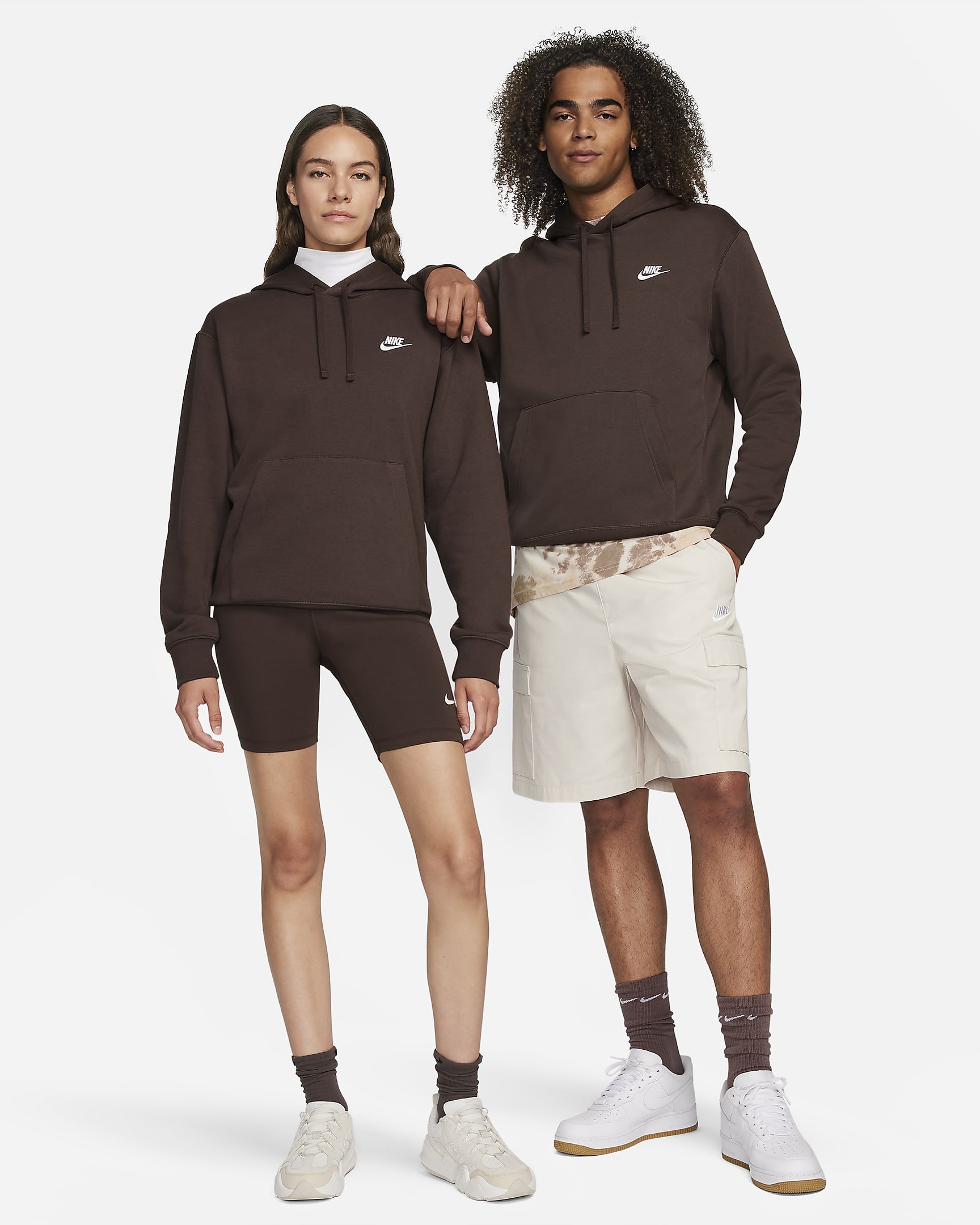 Nike Sportswear Club Fleece Hoodie - Baroque Brown/Baroque Brown/Weiß