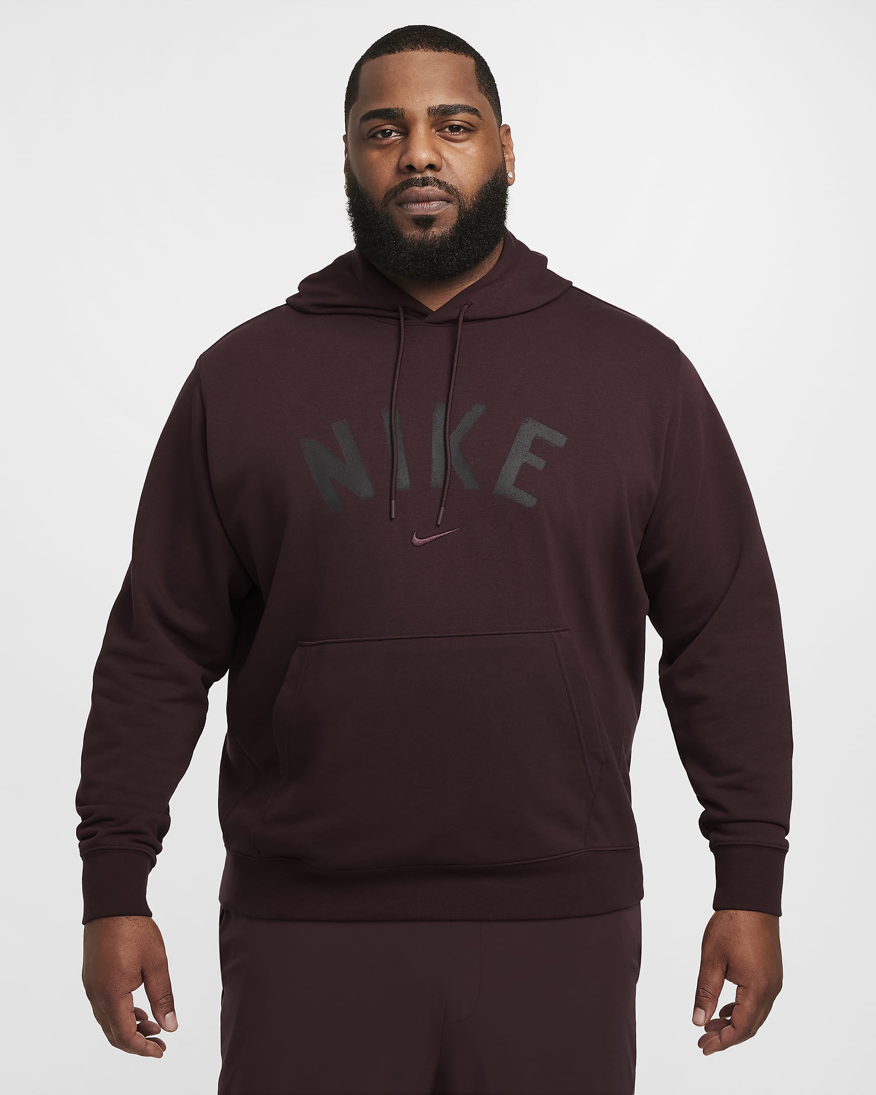 Nike Swoosh Men's Dri-FIT French Terry Pullover Fitness Hoodie - Burgundy Crush/Burgundy Crush/Black