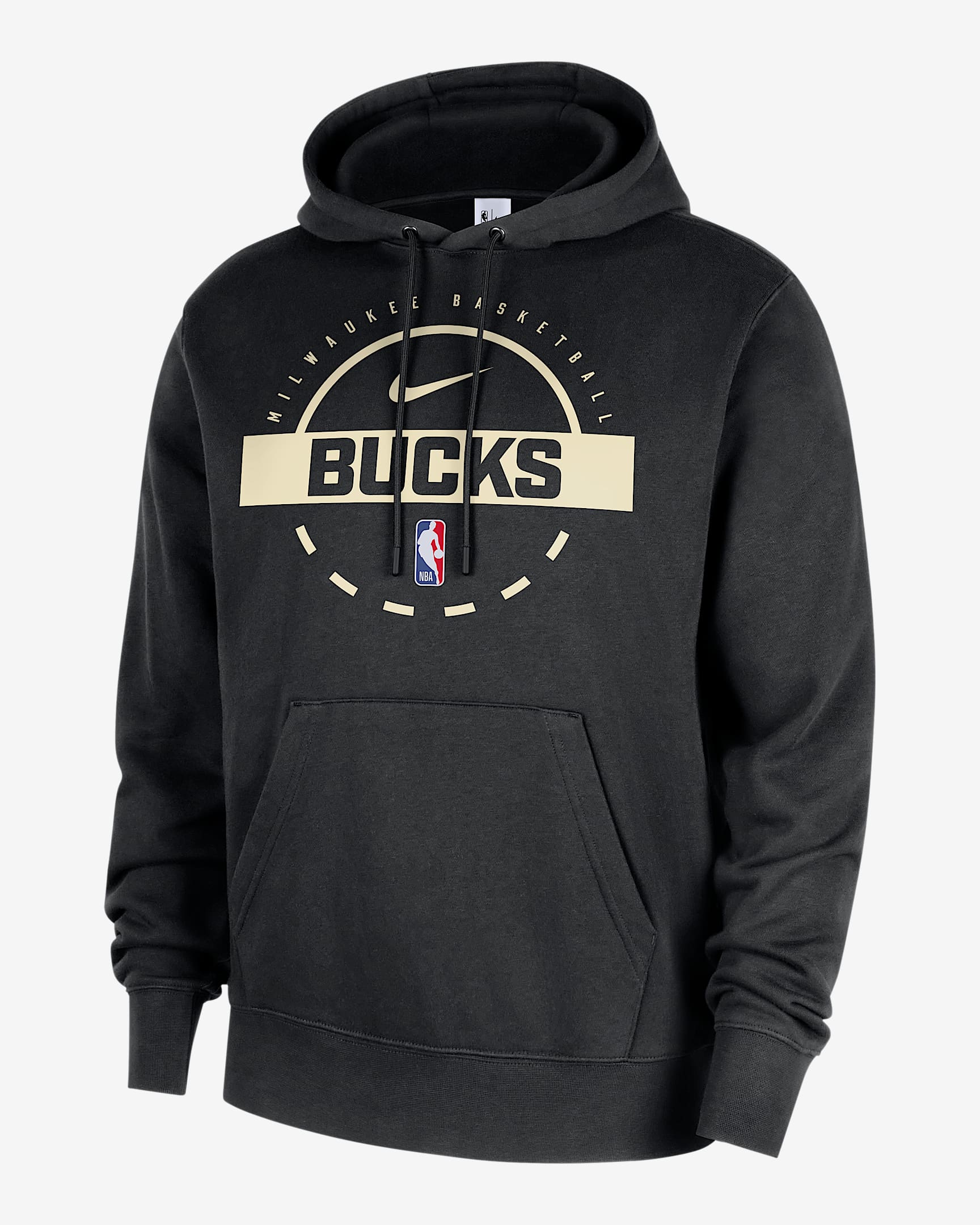 Milwaukee Bucks Club Men's Nike NBA Practice Pullover Hoodie - Black/Flat Opal