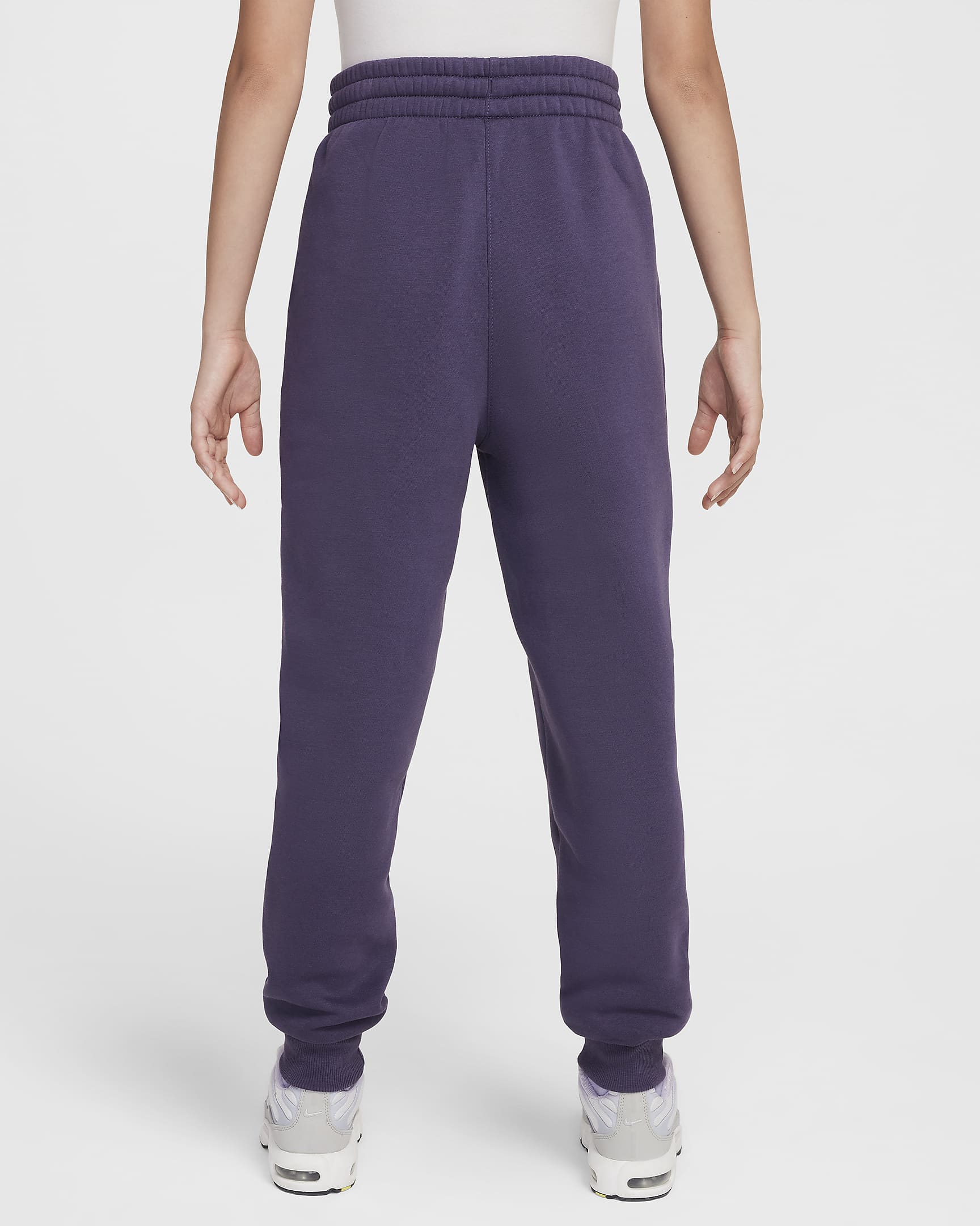 Nike Sportswear Club Fleece Older Kids' (Girls') High-Waisted Fitted Trousers - Dark Raisin/Dark Raisin/White