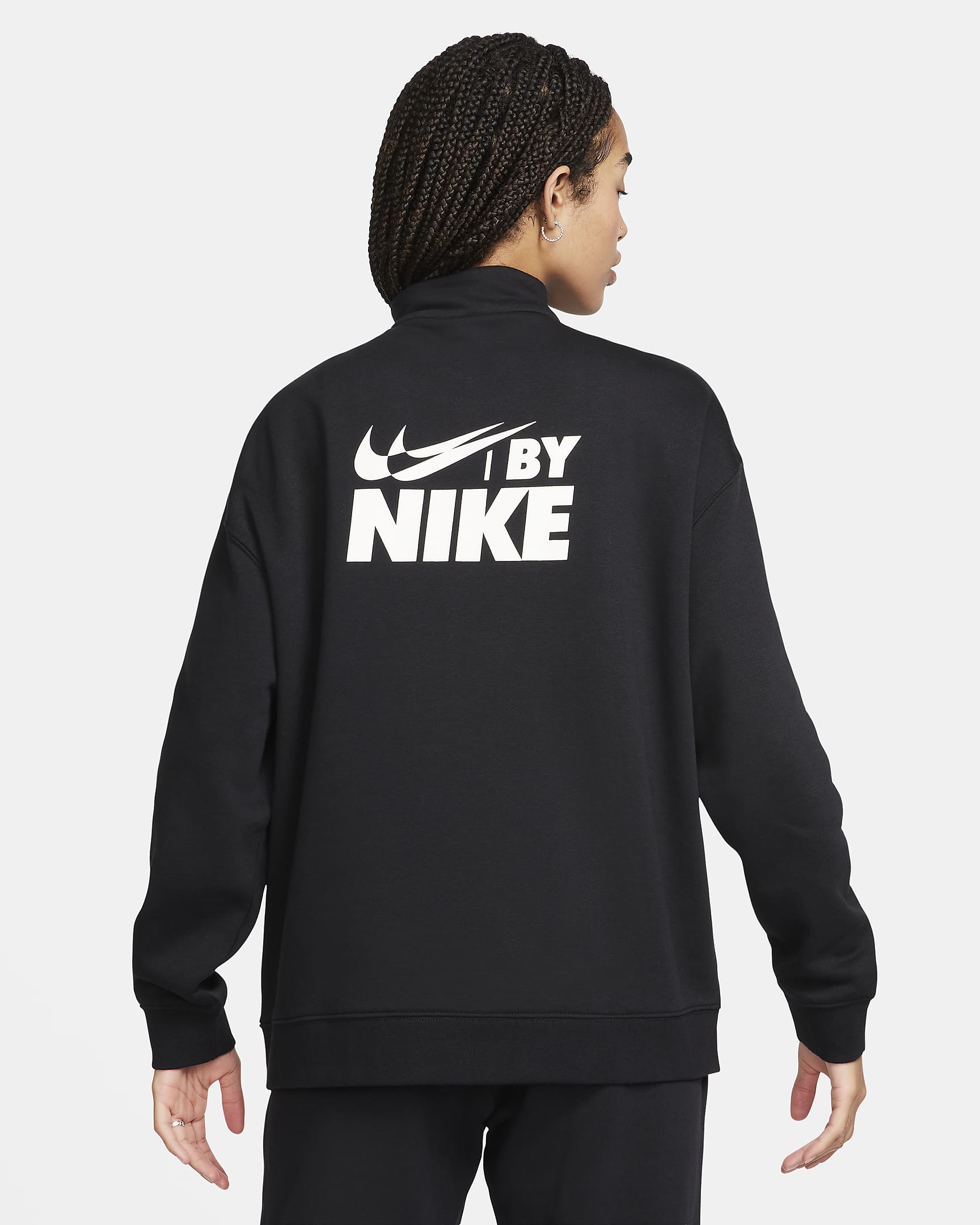 Top in fleece oversize con zip a 1/4 Nike Sportswear – Donna - Nero/Sail