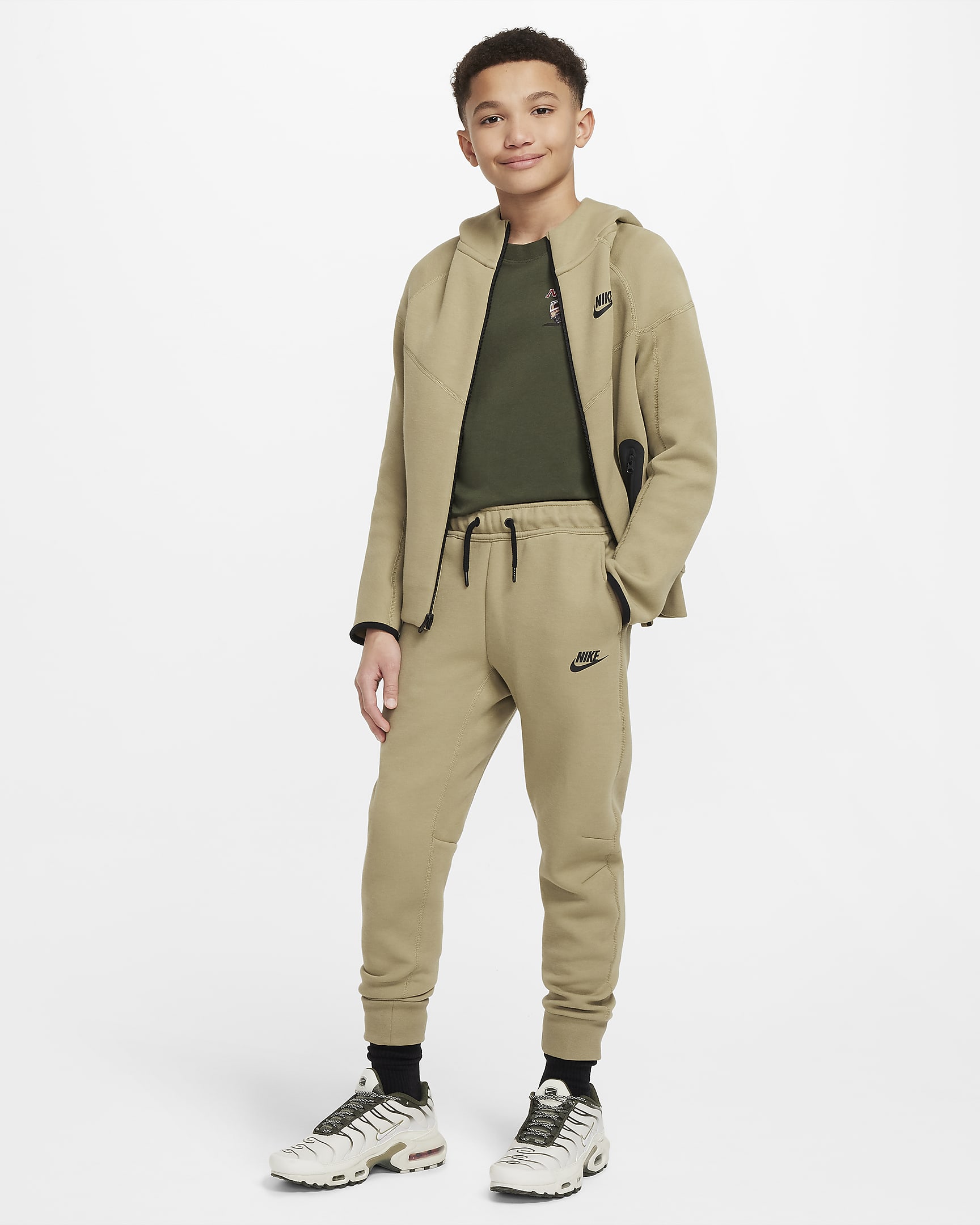 Calças Nike Sportswear Tech Fleece Júnior (Rapaz) - Neutral Olive/Preto/Preto