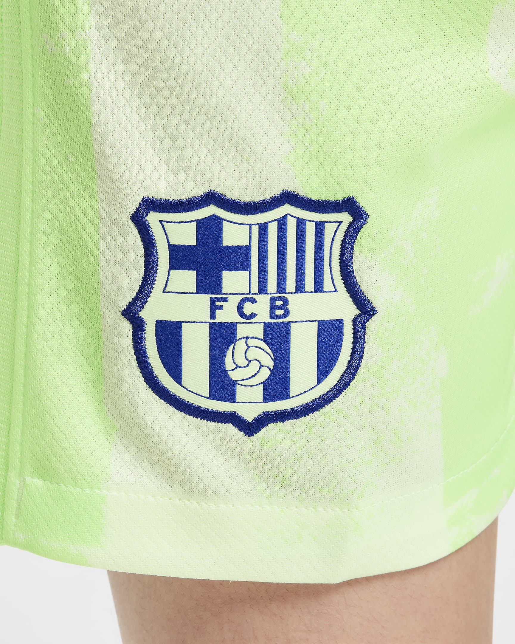 Spodenki piłkarskie dla dużych dzieci Nike Dri-FIT FC Barcelona Stadium 2024/25 (wersja trzecia) – replika - Barely Volt/Lime Blast/Old Royal