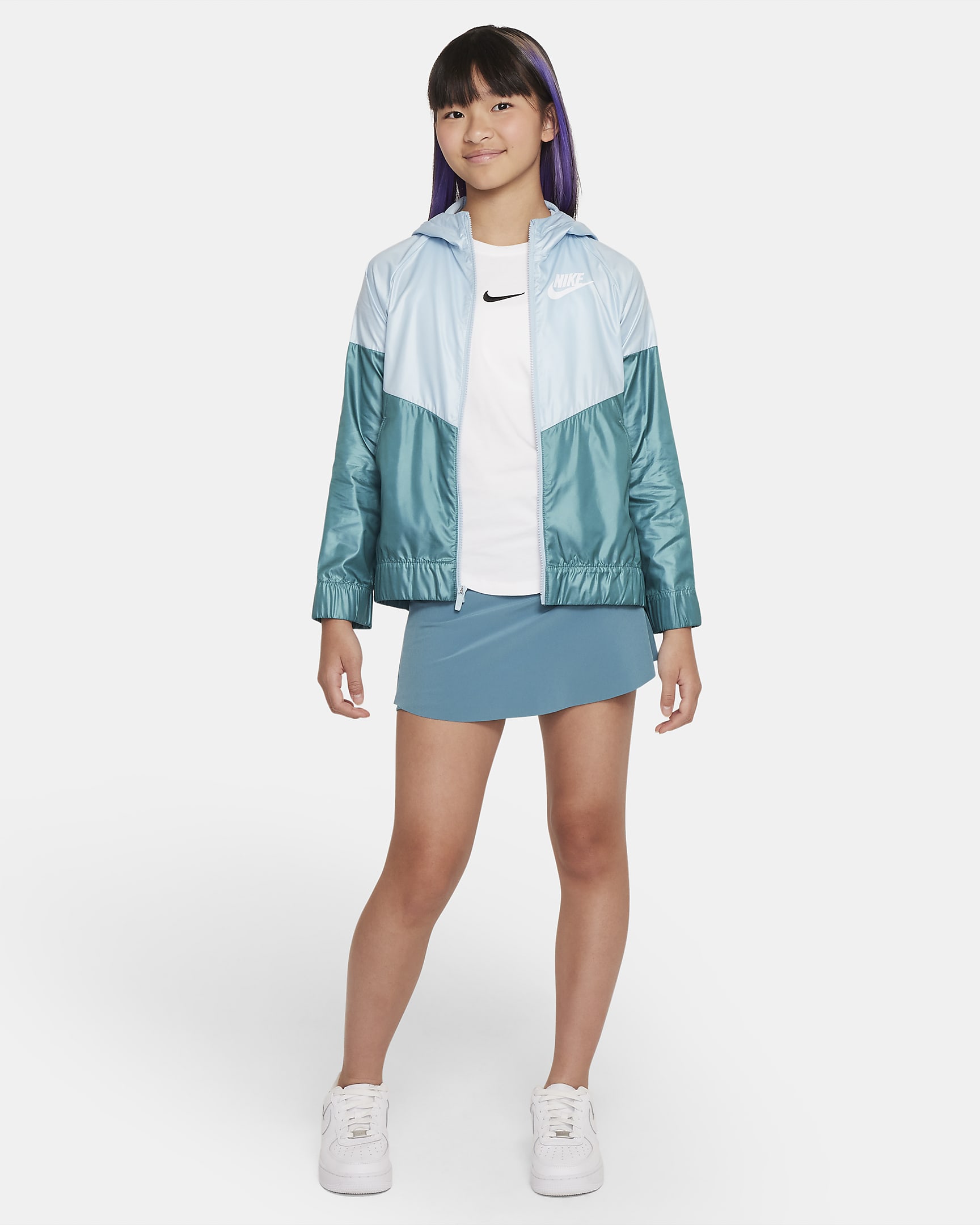 Nike Sportswear Windrunner Older Kids' (Girls') Jacket - Ocean Bliss/Mineral Teal/White