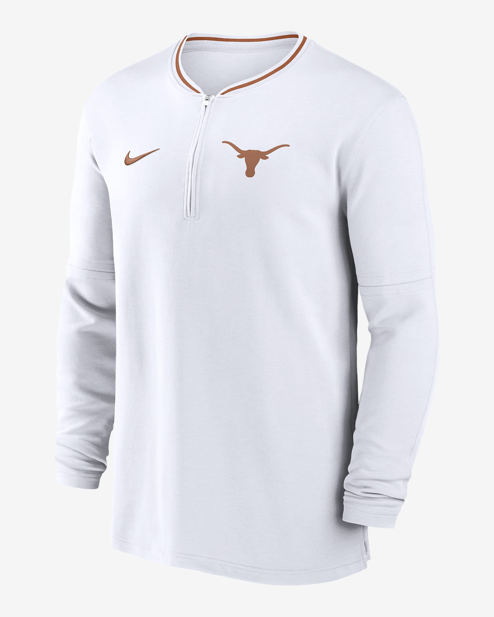 Texas Longhorns Sideline Coach Men's Nike Dri-FIT College 1/2-Zip Long-Sleeve Top - White