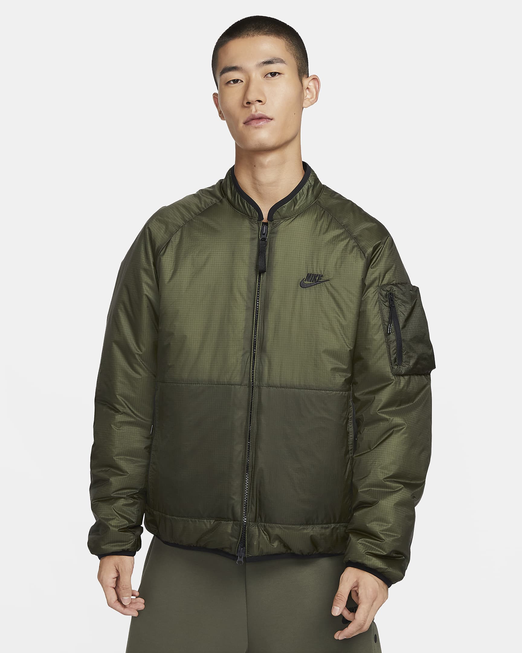 Veste ample isolante Nike Sportswear Tech Therma-FIT pour homme - Cargo Khaki/Noir