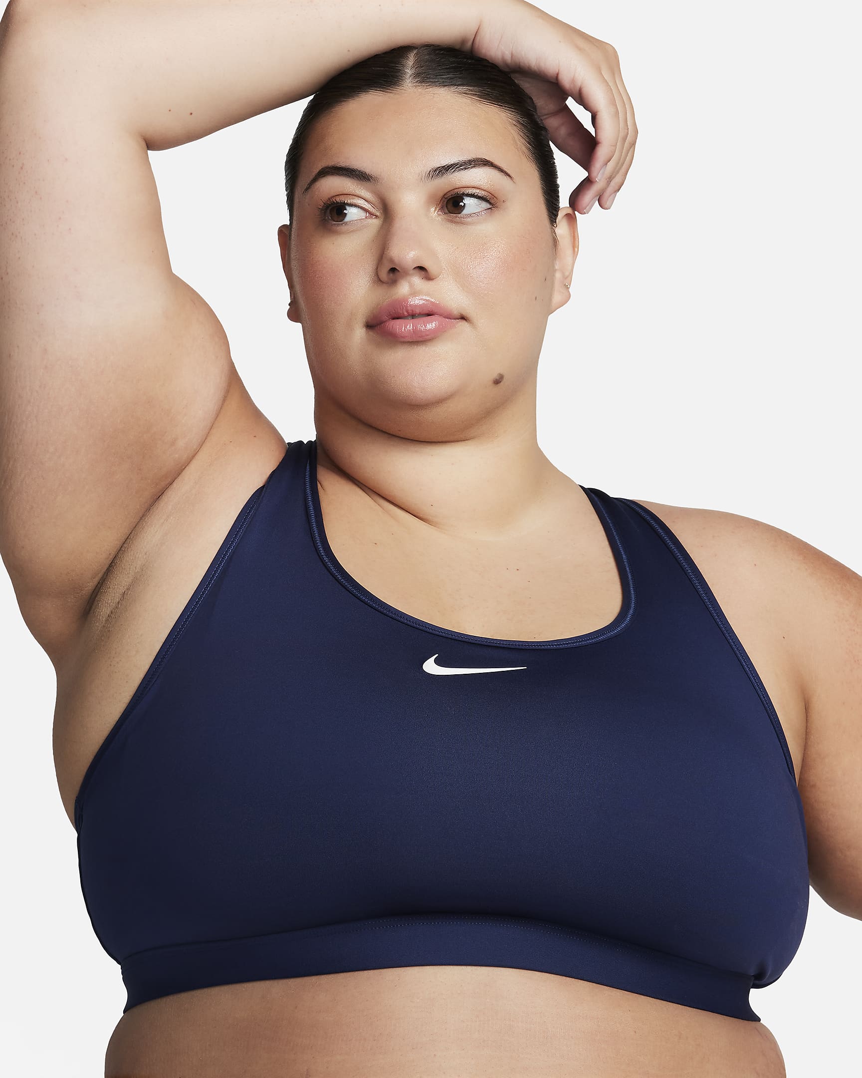 Nike Swoosh Medium Support Women's Padded Sports Bra (Plus Size) - Midnight Navy/White
