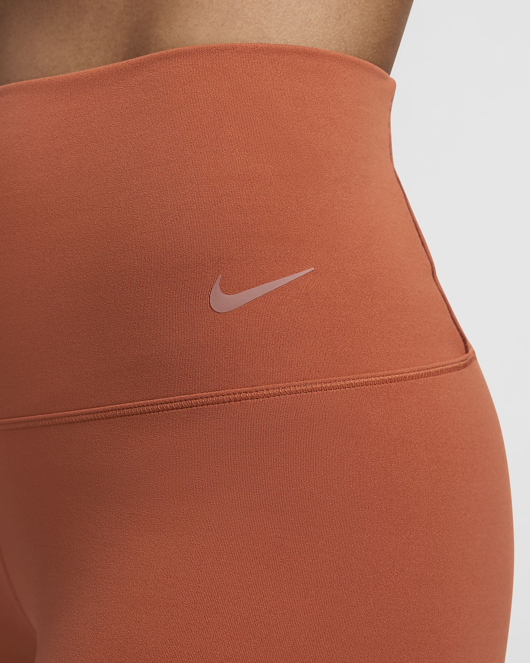 Nike Zenvy leggings i 7/8 lengde med lett støtte og høyt liv til dame - Burnt Sunrise/Svart