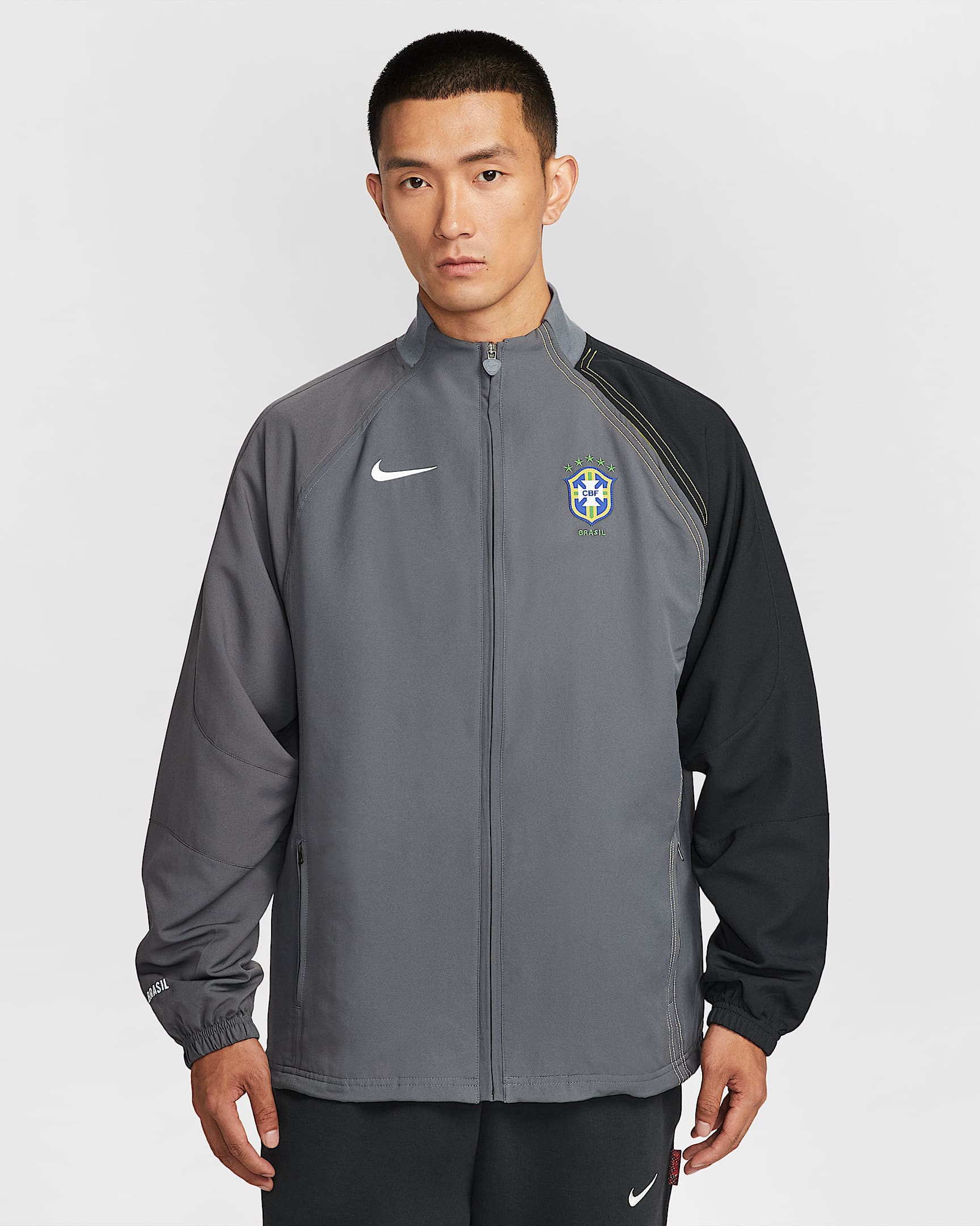 Brazil 2004 Total 90 Reissue Men's Nike Soccer Replica Track Jacket - Dark Grey/Black/Yellow Strike/White