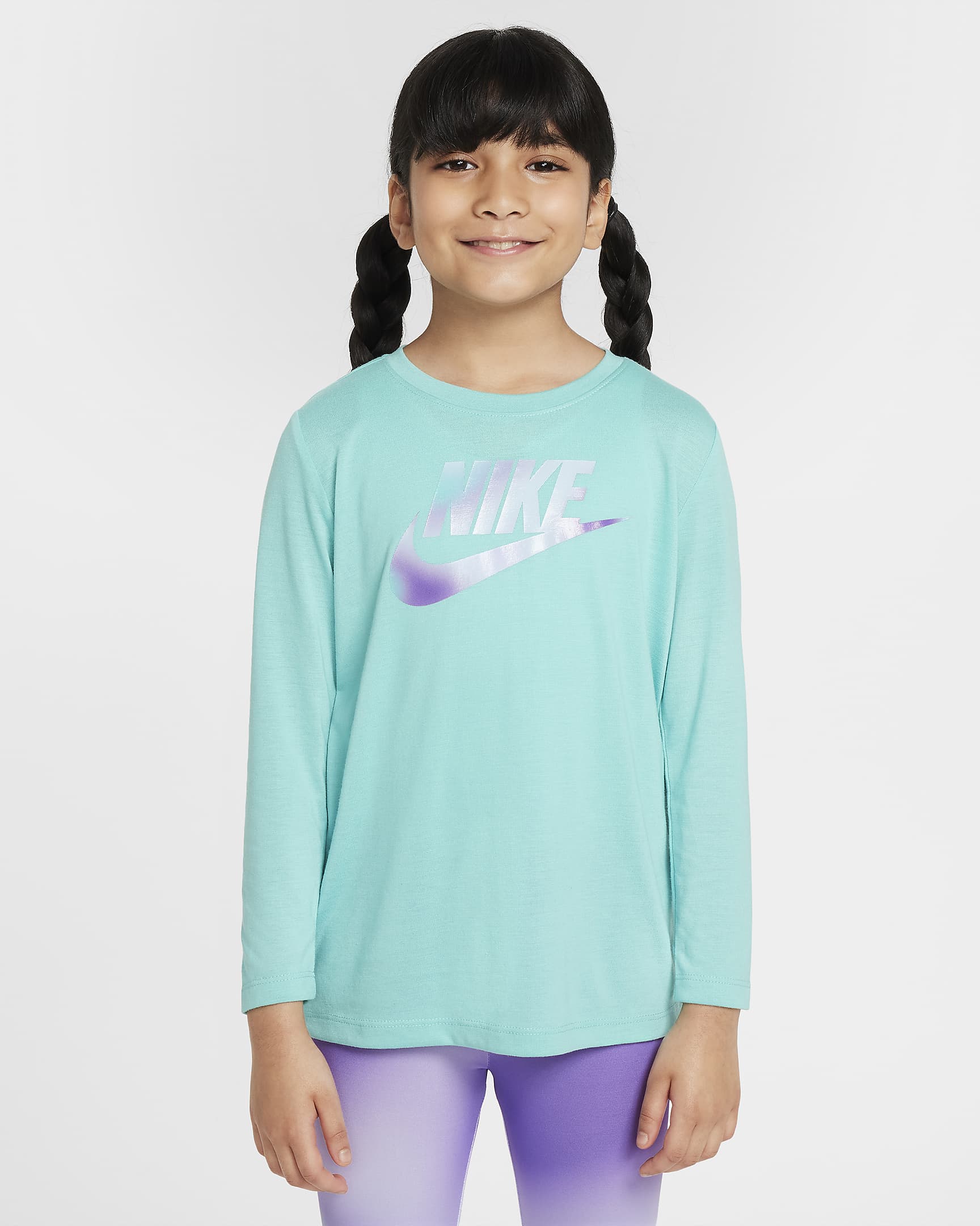 Conjunto de playera de manga larga y leggings para niños talla pequeña Nike Dri-FIT - Frambuesa negro