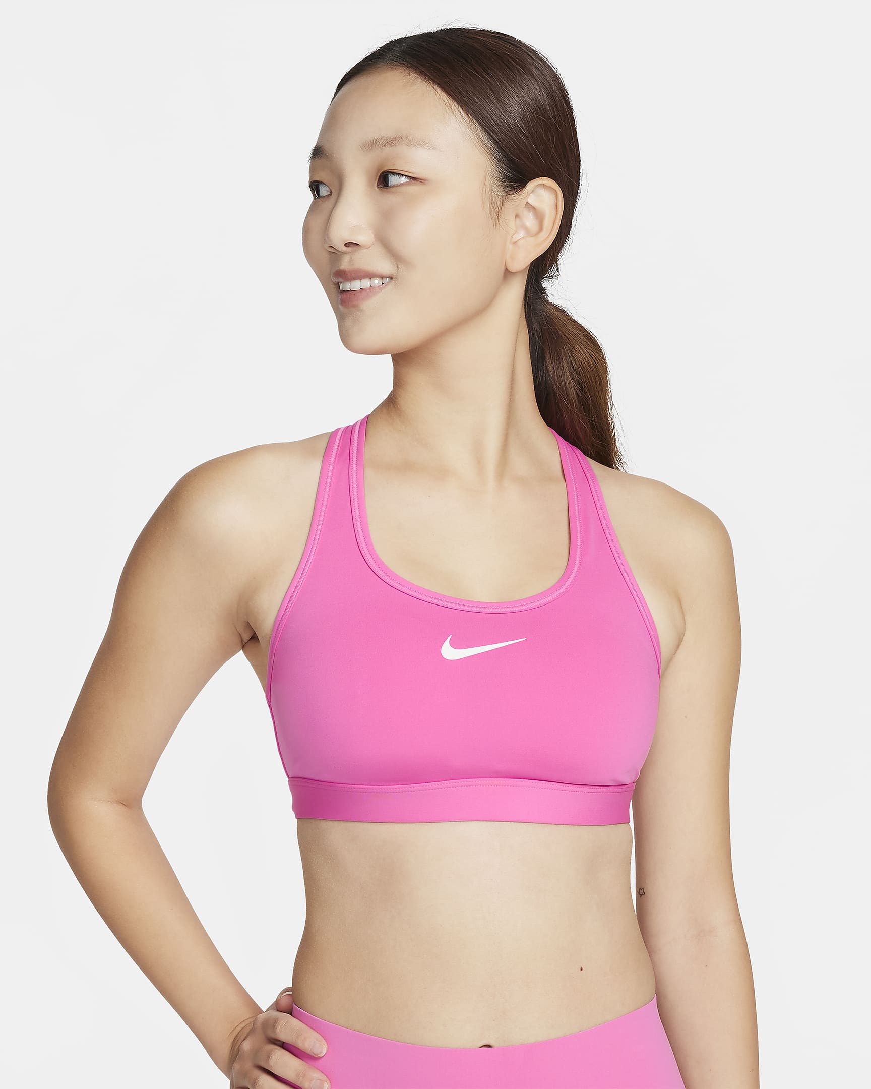 Nike Swoosh Medium Support Women's Padded Sports Bra - Playful Pink/White