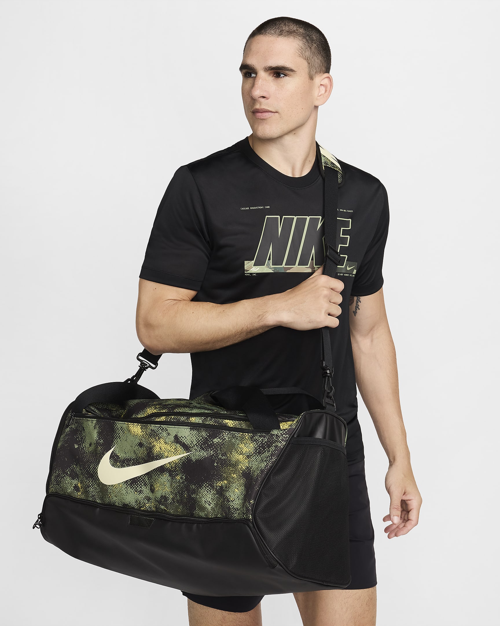 Sac de sport Nike Brasilia (taille moyenne, 60 L) - Oil Green/Noir/Coconut Milk