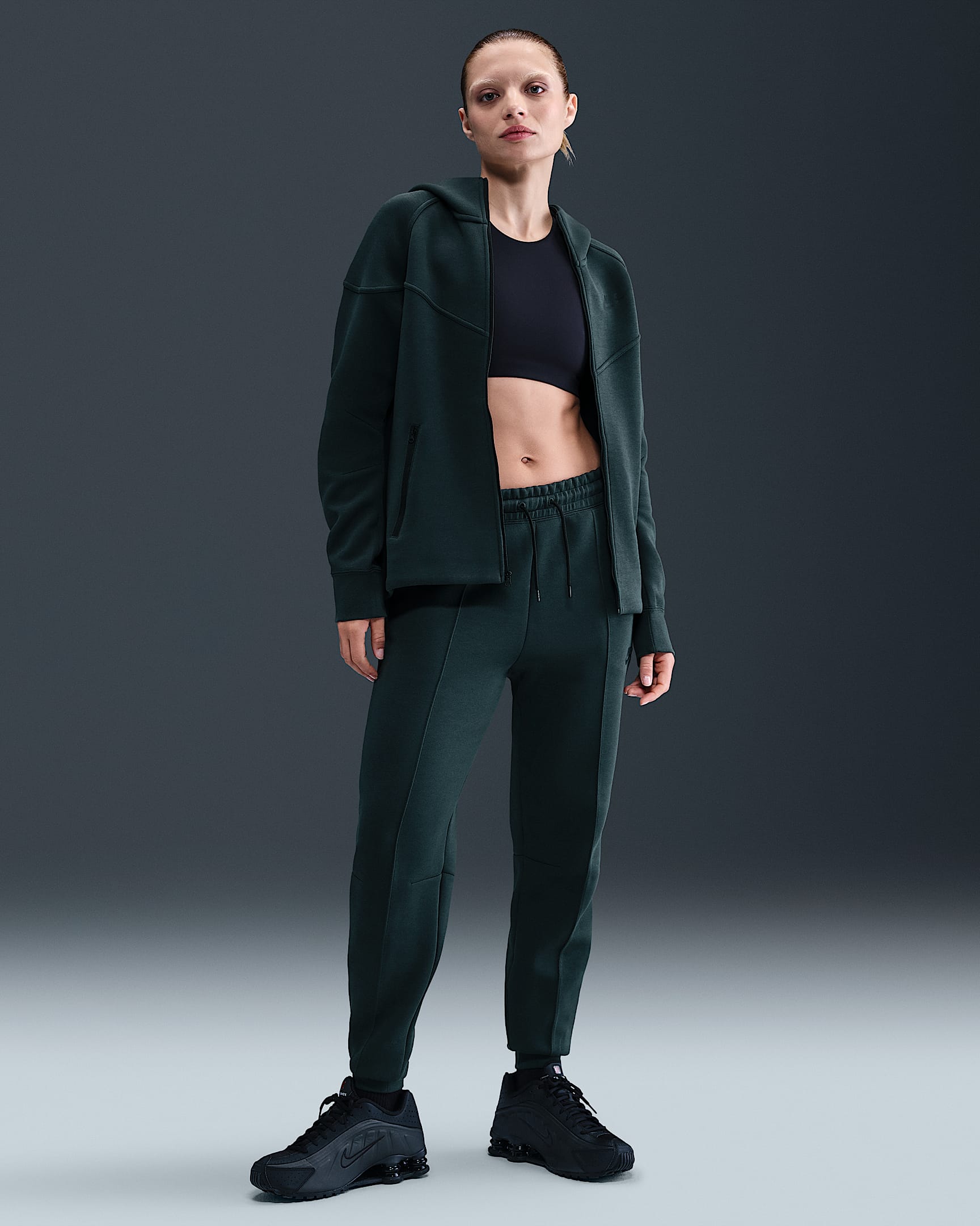 Nike Sportswear Tech Fleece Women's Mid-Rise Joggers - Seaweed/Black