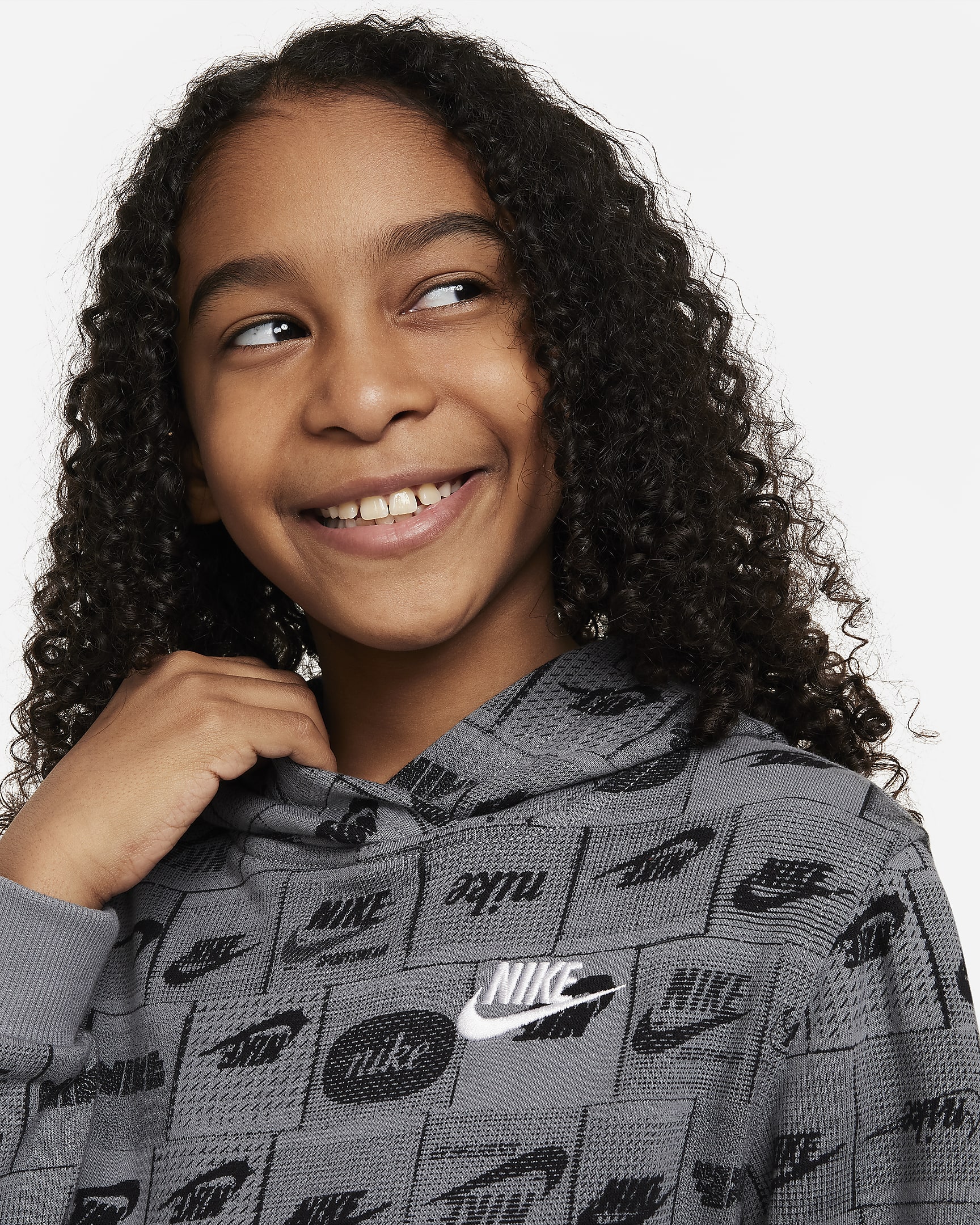 Nike Sportswear Club Fleece Hoodie für ältere Kinder - Smoke Grey/Weiß