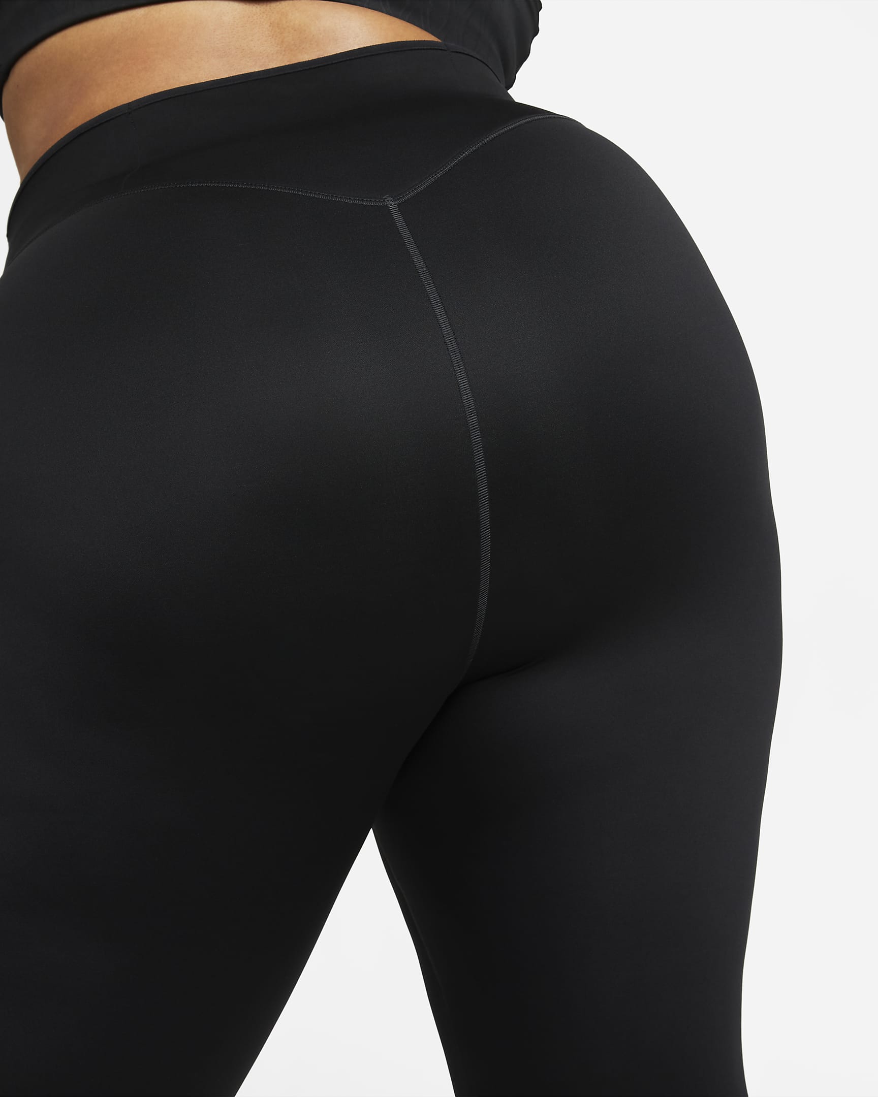 Nike Go leggings i full lengde med fast støtte, høyt liv og lommer til dame (Plus Size) - Svart/Svart