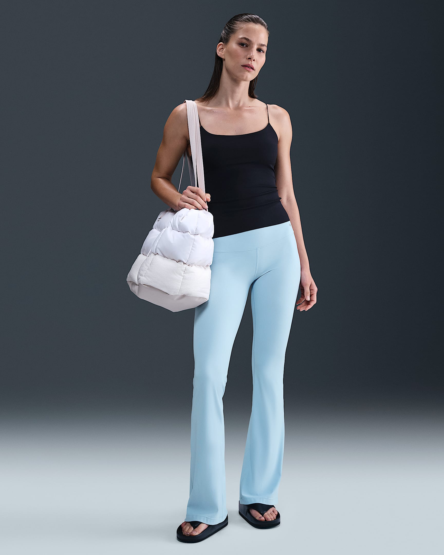 Nike Zenvy Women's High-Waisted Flared Leggings - Light Armoury Blue/Black