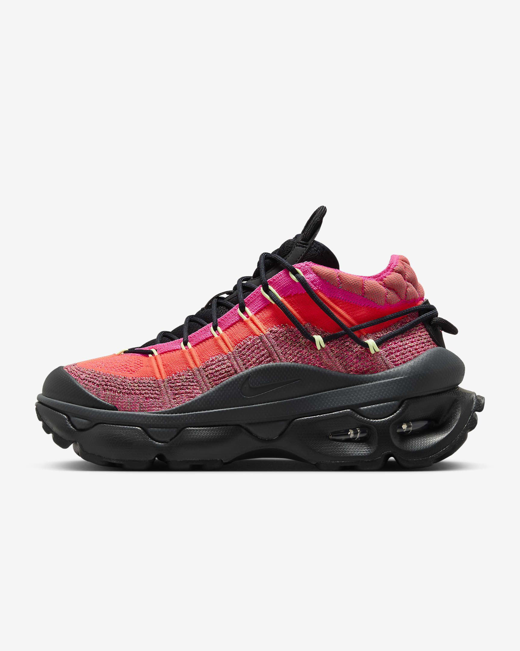 Tenis para mujer Nike Air Max Flyknit Venture - Hiperrosa/Negro/Gris humo oscuro/Ponche cálido