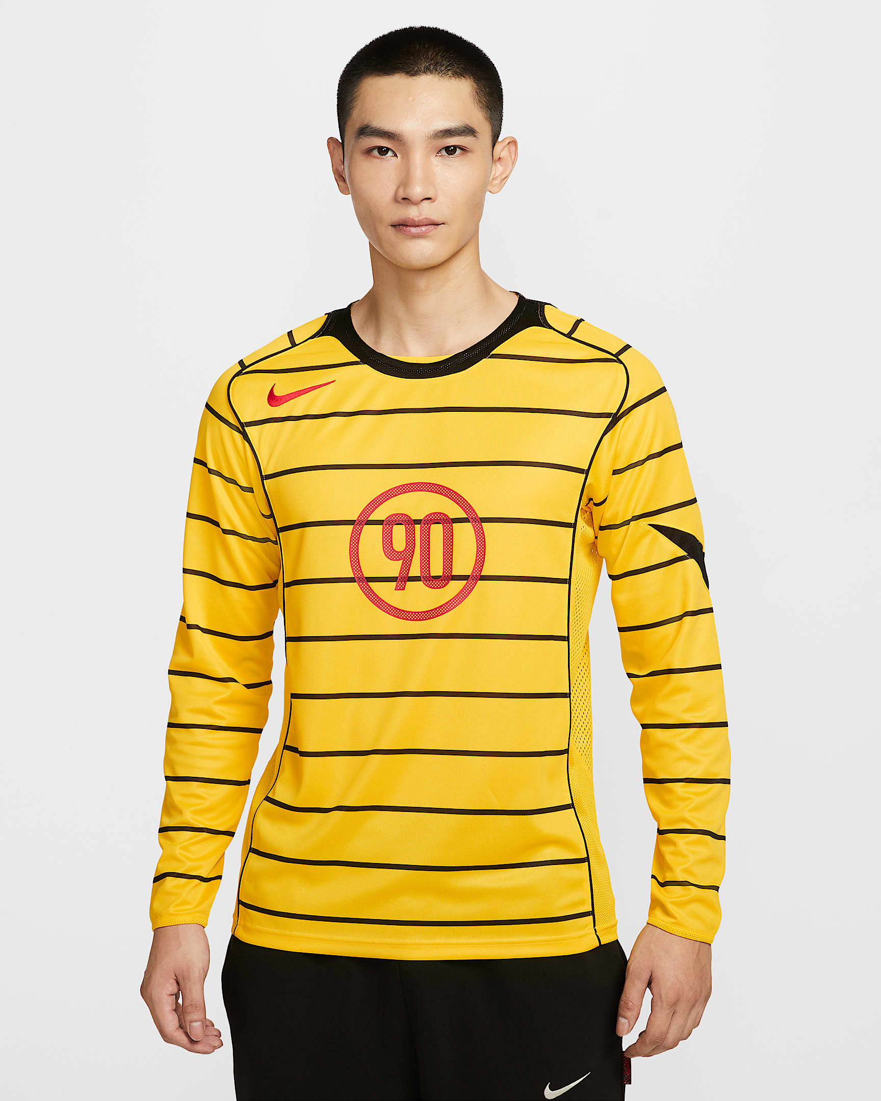 Nike Total 90 Men's Dri-FIT Long-Sleeve Football Top - Tour Yellow/Black/Black/Sport Red