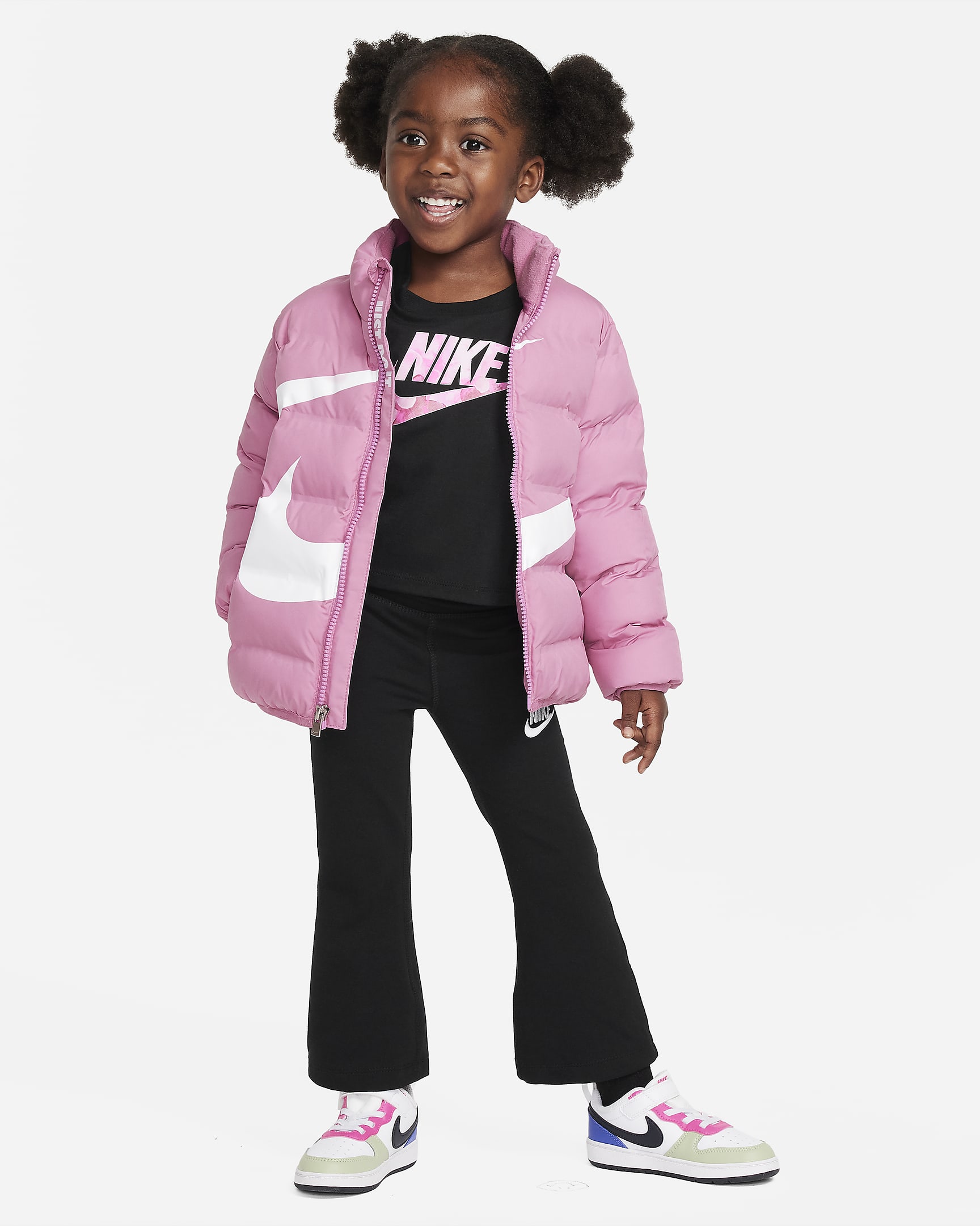 Nike Toddler Wrapped Swoosh Debossed Quilted Jacket - Magic Flamingo