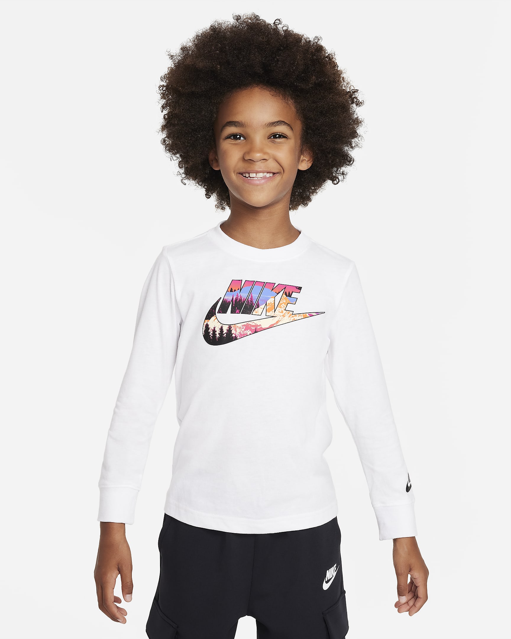 Nike Snowscape Futura Long Sleeve Tee Little Kids T-Shirt - White