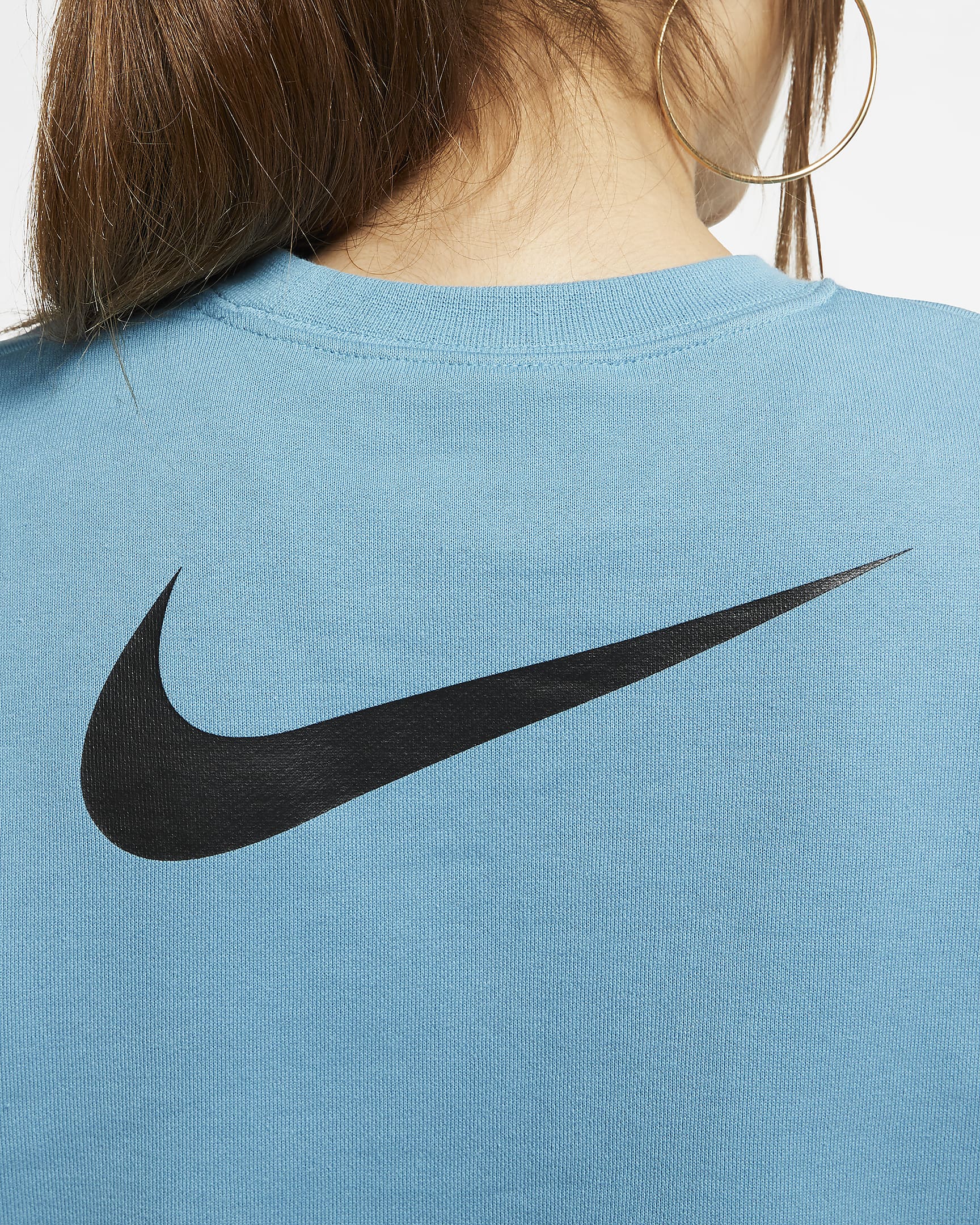 Nike Sportswear Swoosh Women's French Terry Crew - Cerulean/Black