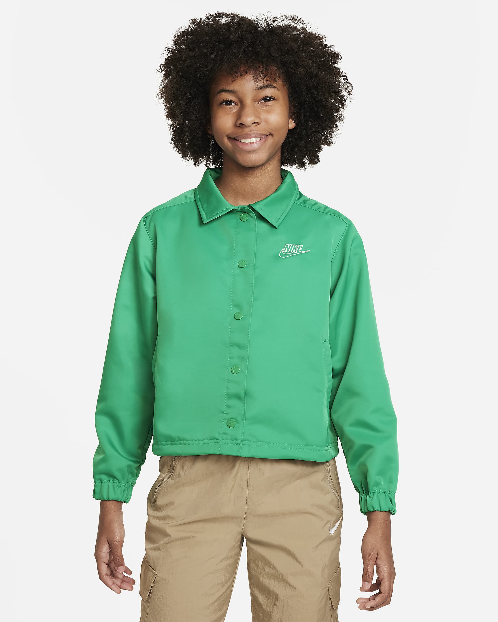 Nike Sportswear Big Kids' (Girls') Jacket - Stadium Green/White