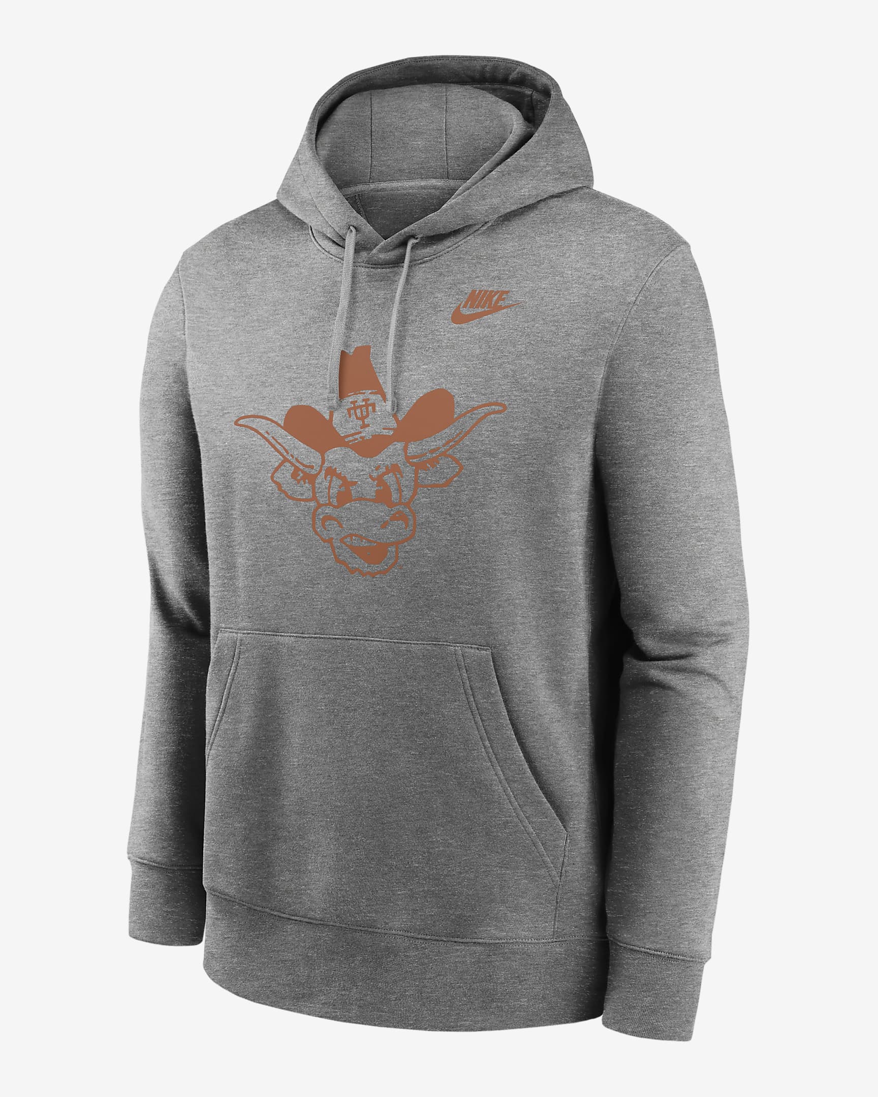 Texas Longhorns Legacy Club Primary Logo Men's Nike College Pullover Hoodie - Dark Grey Heather