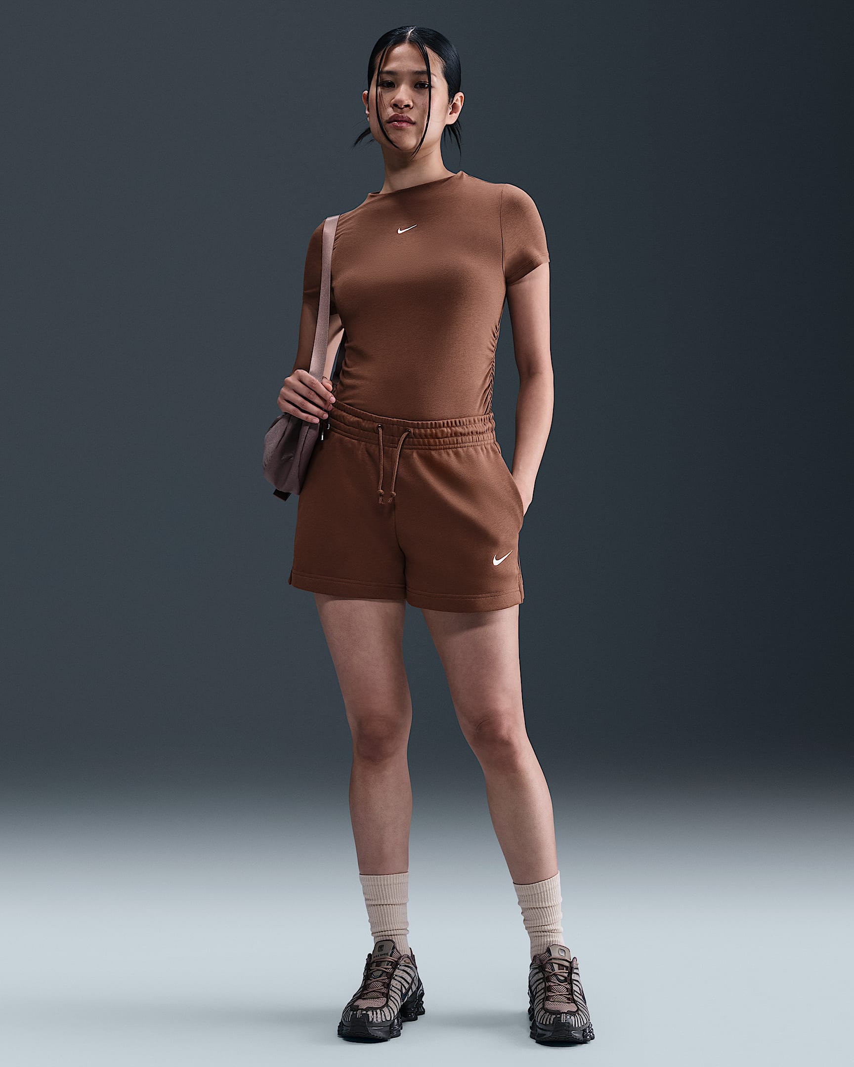 Nike Sportswear Phoenix Fleece Women's French Terry Mid-Rise 10cm (approx.) Shorts - Fauna Brown/Sail