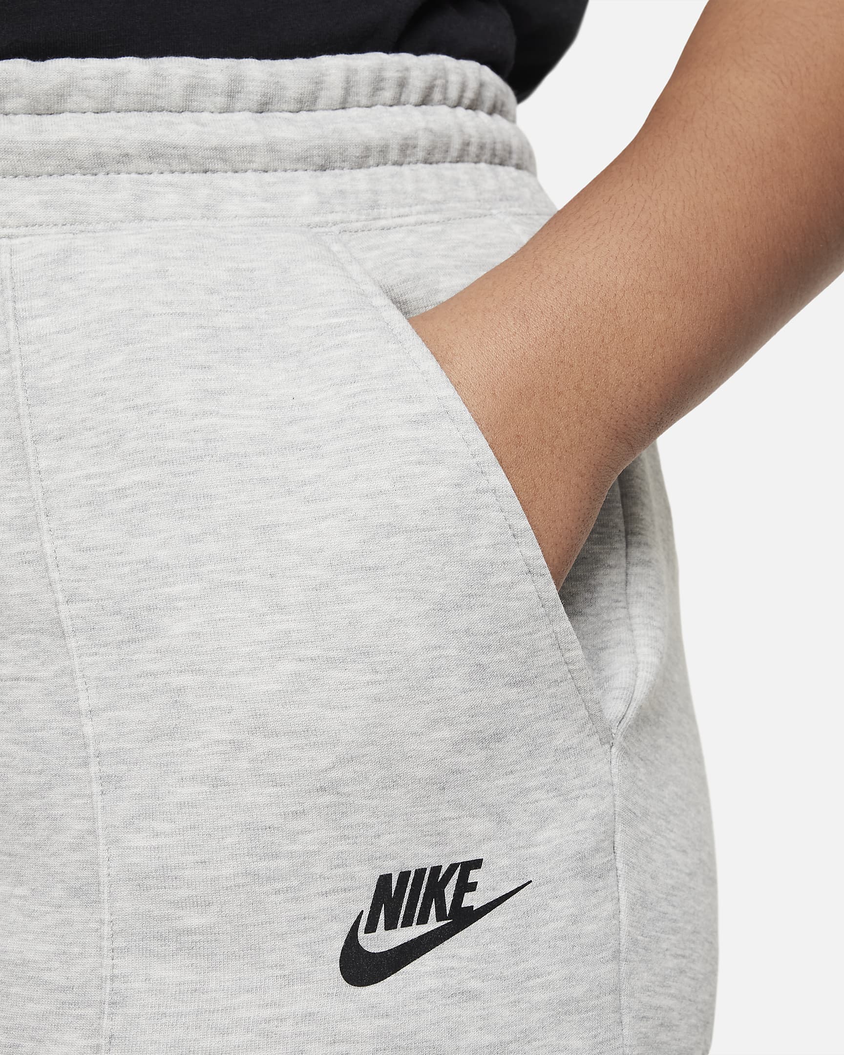 Nike Sportswear Tech Fleece Older Kids' (Girls') Joggers (Extended Size) - Dark Grey Heather/Black/Black