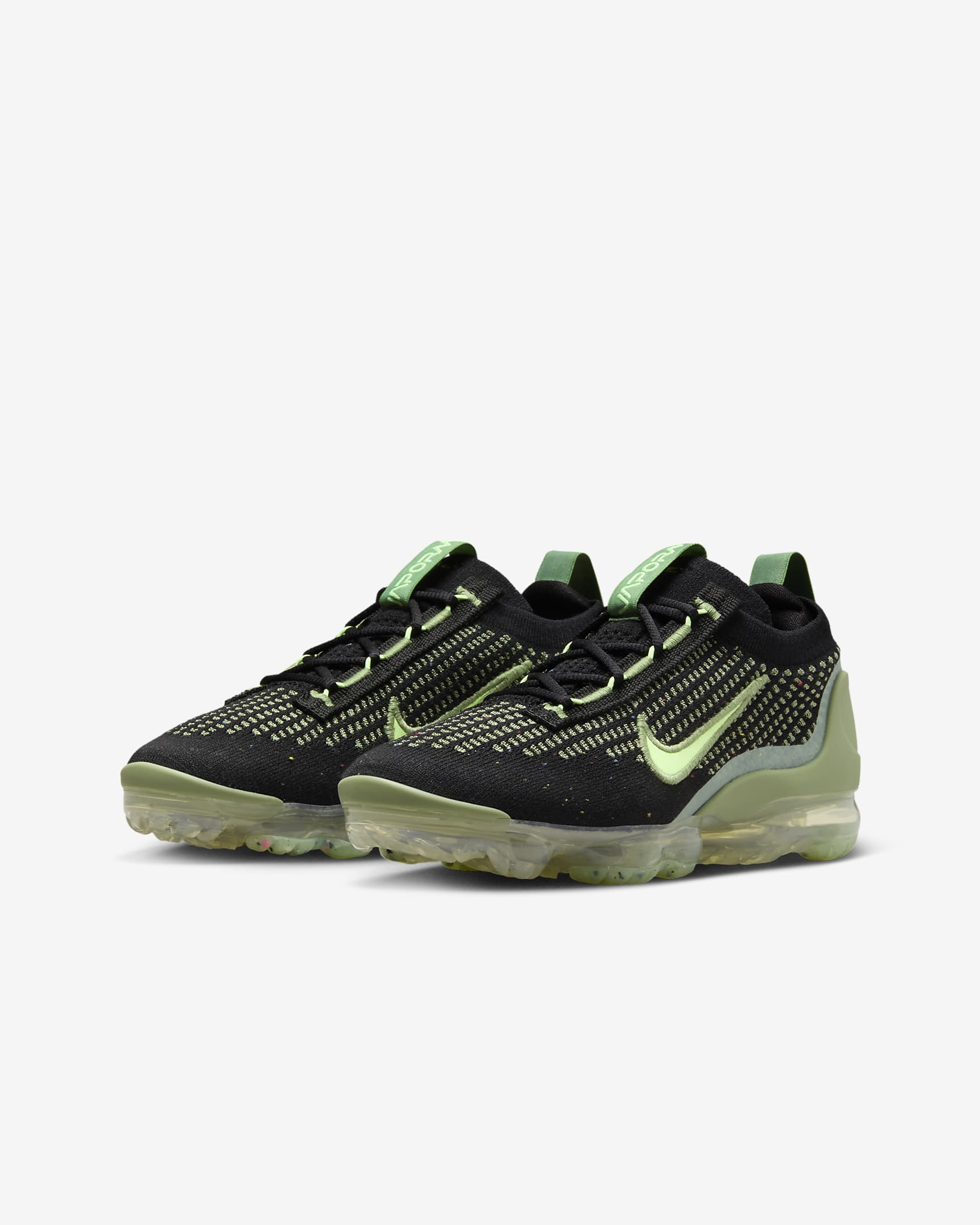 Nike Air VaporMax 2021 FK Big Kids' Shoes - Black/Oil Green/Vintage Green/Barely Volt