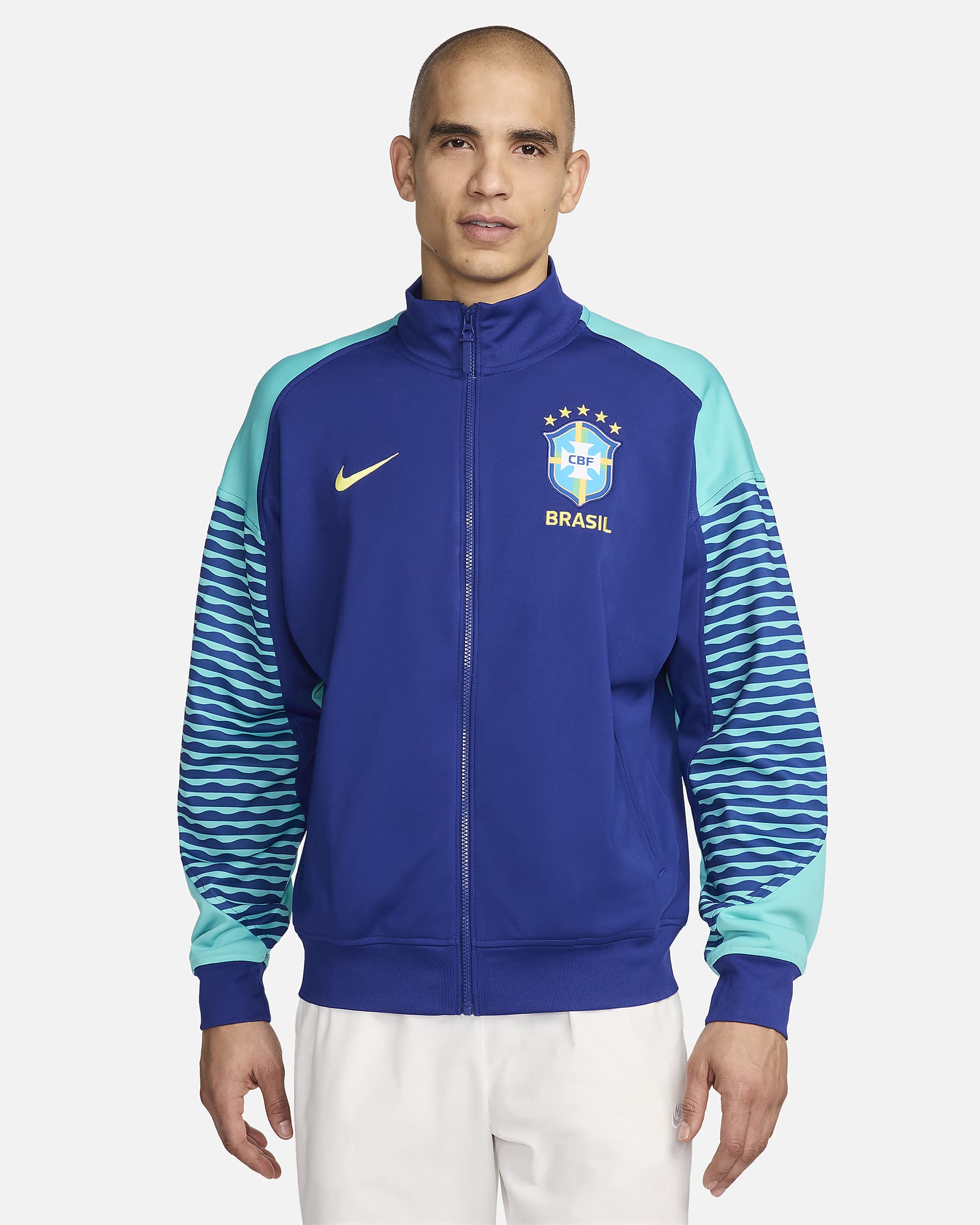 Brazil Strike Men's Nike Dri-FIT Soccer Jacket - Deep Royal Blue/Light Retro/Dynamic Yellow