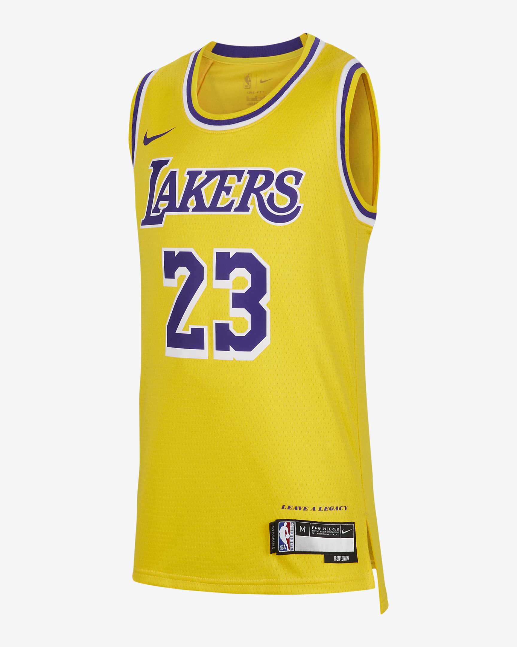 LeBron James Los Angeles Lakers 2023/24 Icon Edition Nike Swingman NBA-jersey voor jongens - Amarillo