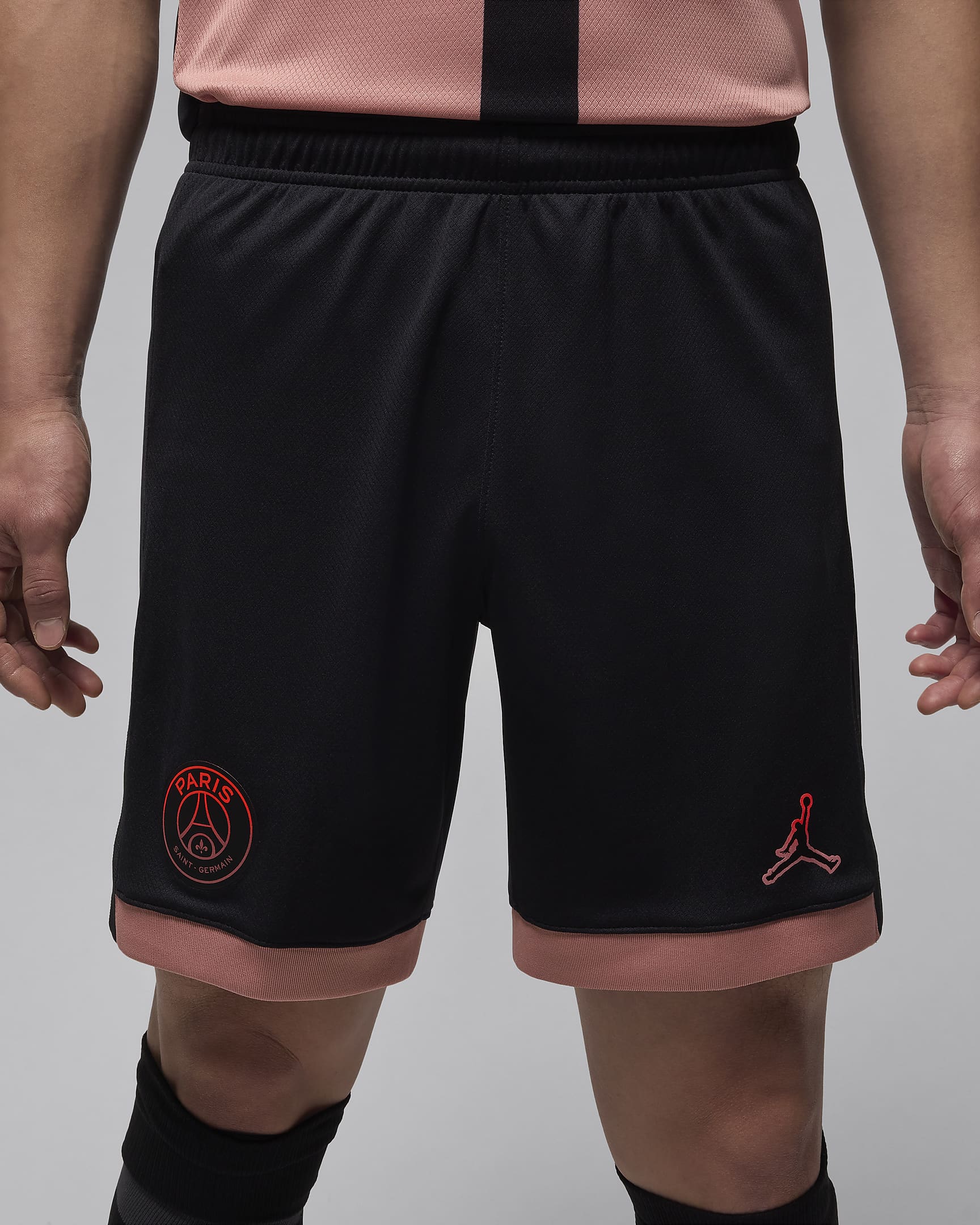 Paris Saint-Germain 2024/25 Stadium Third Jordan Dri-FIT Replica-fodboldshorts til mænd - sort/Rust Pink/Rust Pink