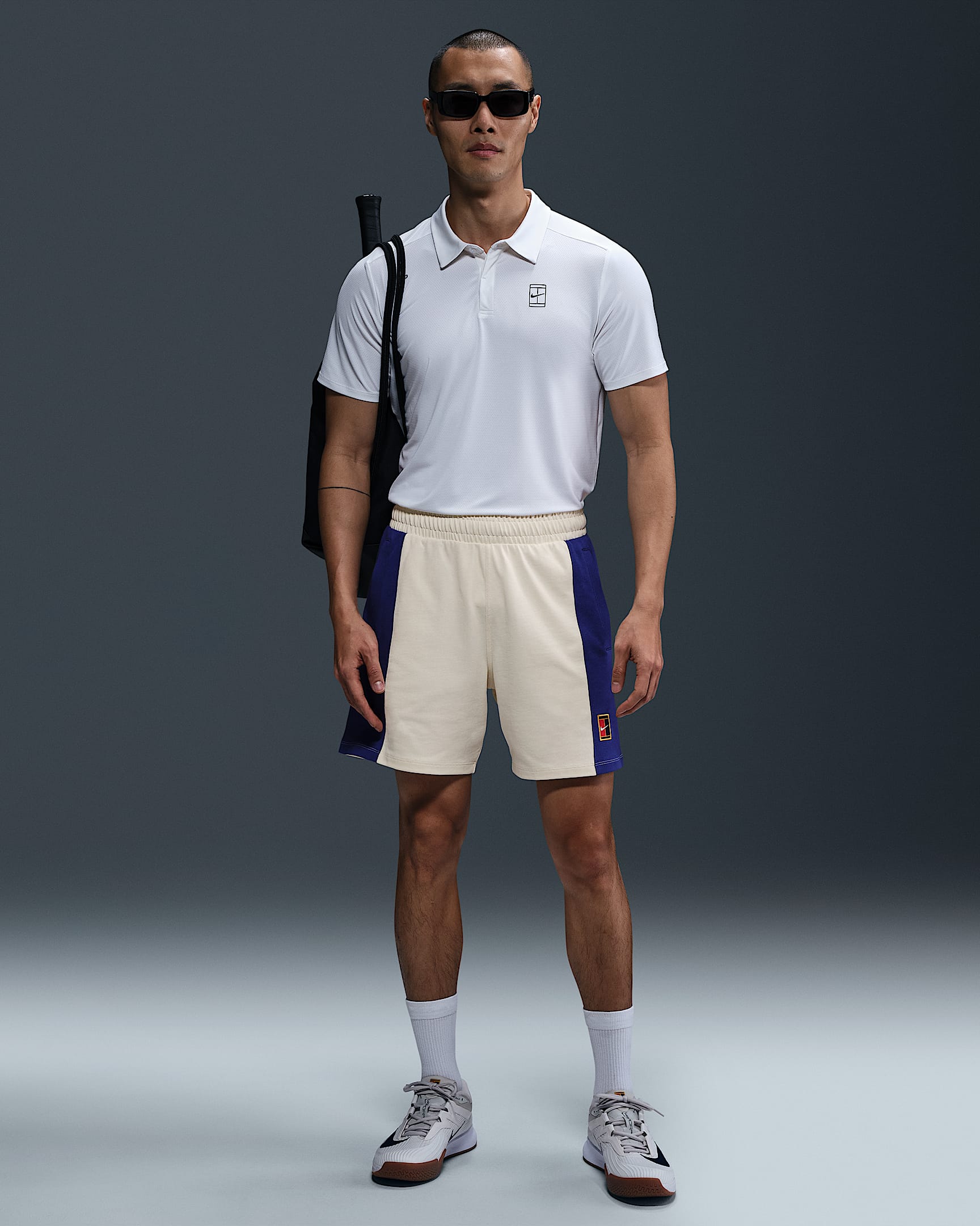 NikeCourt Heritage férfi teniszrövidnadrág - Pale Ivory/Deep Night