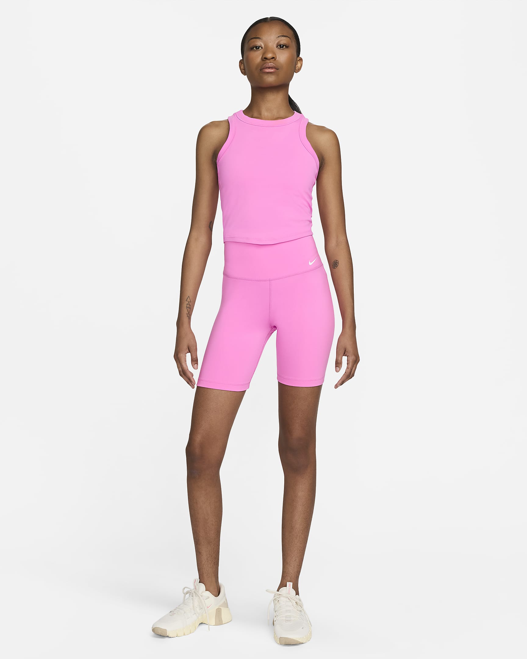 Nike One Fitted Women's Dri-FIT Cropped Tank Top - Playful Pink/Black