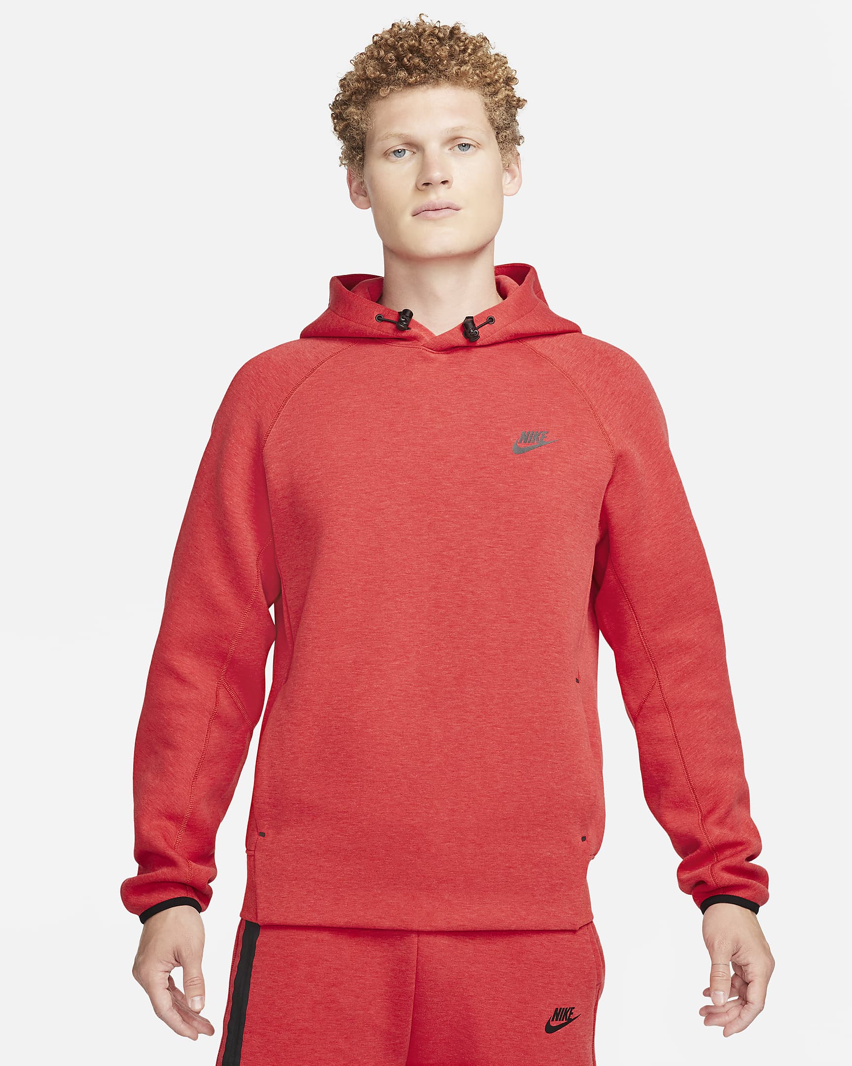 Nike Sportswear Tech Fleece Men's Pullover Hoodie - Light University Red Heather/Black