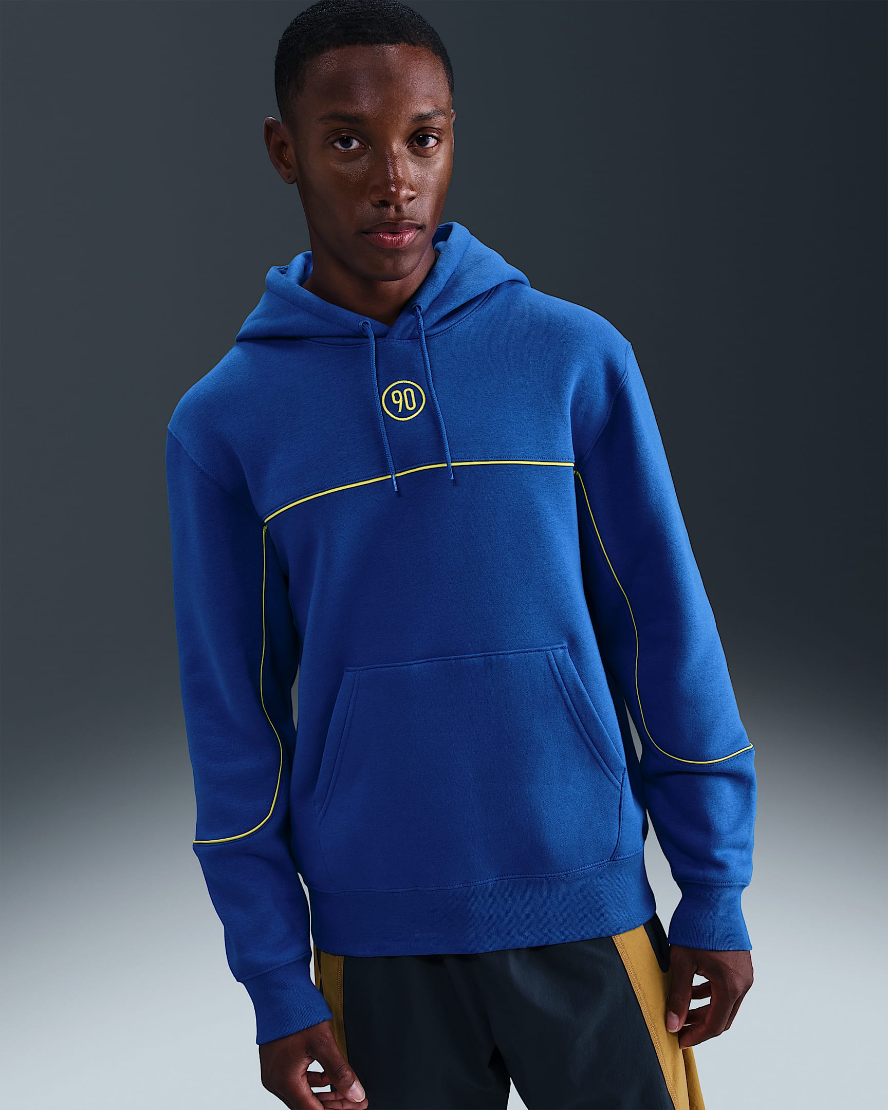 Męska bluza piłkarska z kapturem Nike Club Total 90 - Game Royal/Lightning/Lightning