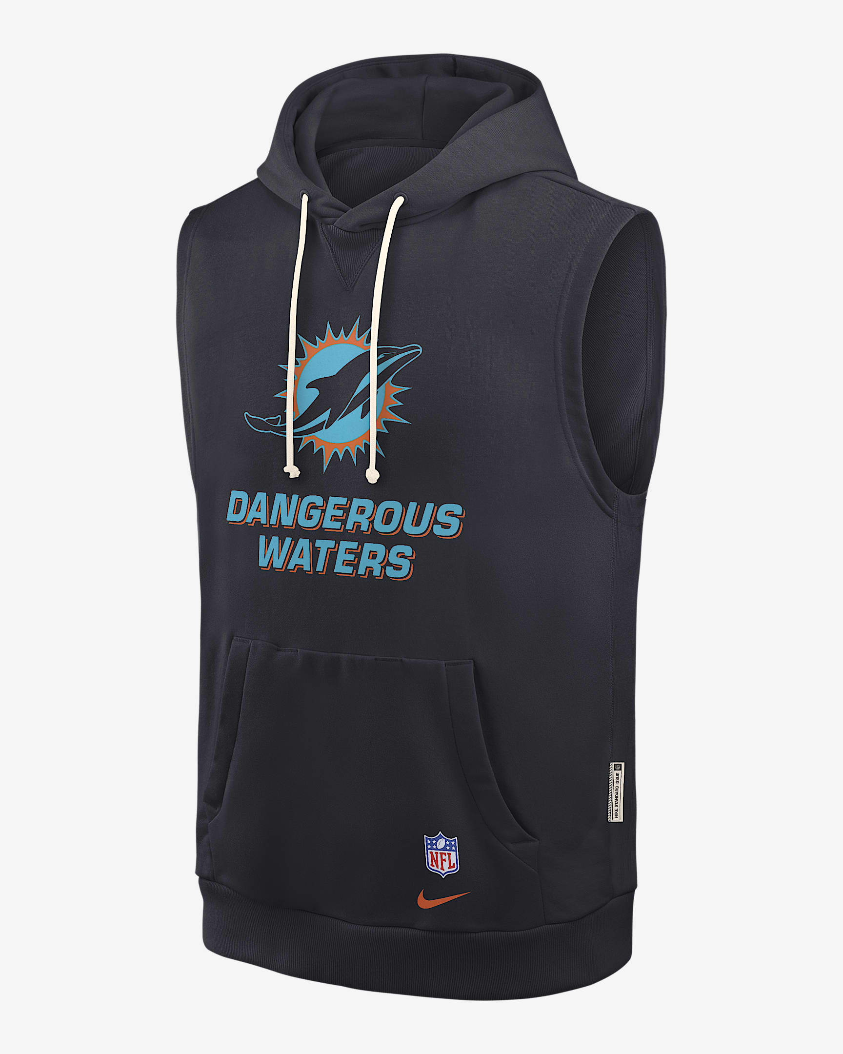Sudadera con gorro sin cierre sin mangas Nike Dri-FIT de la NFL para hombre Miami Dolphins Rivalries Collection Sideline - Azul marino